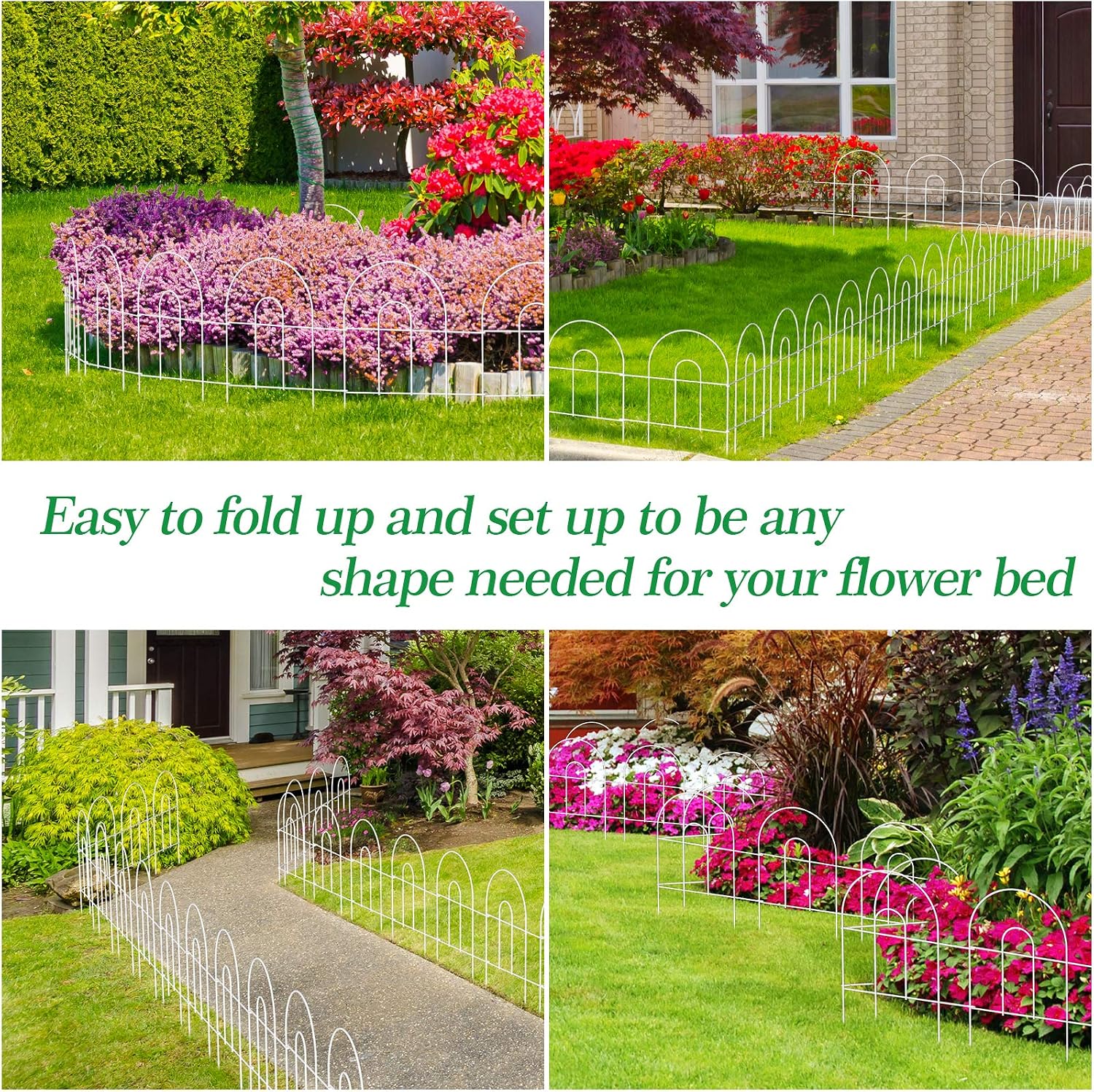 AMAGABELI 10 Panels 17in(H)×10ft(L) Decorative Garden Fences and Borders for Dogs No Dig Rustproof Metal Fence Panels Garden Edging Border Animal Barrier Fencing for Flower Beds Yard Patio Decor Black