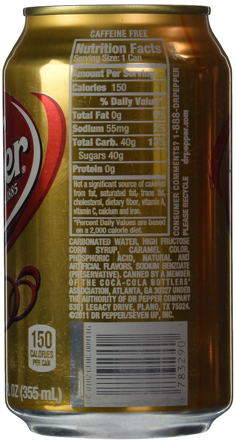 Dr. Pepper Caffeine Free 12oz Can Pack of 12