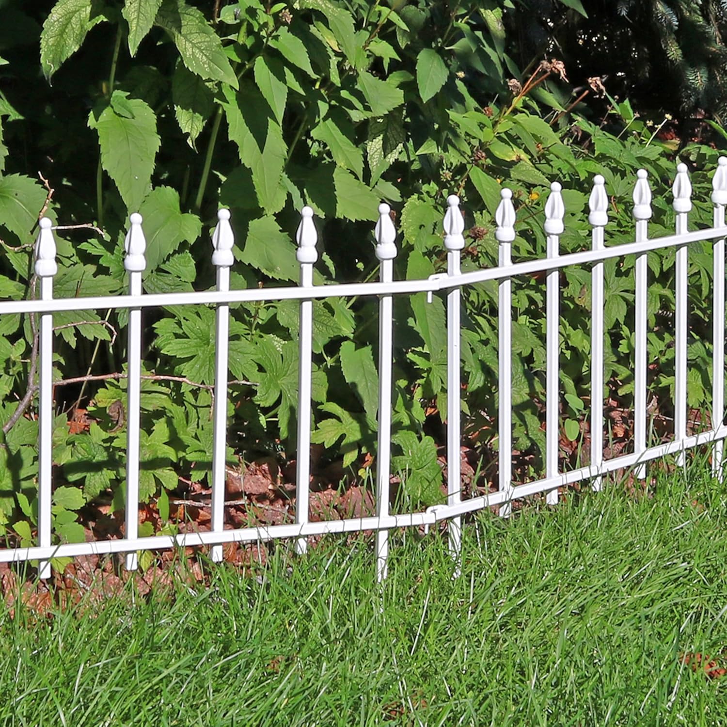 Sunnydaze Decorative Garden Fence Border, 9ft, 5 Panels, Black | 22" W x 18" H No Dig Metal Edging for Flower Beds, Yard, Lawn, Pathways & Landscaping, Roman Finial Design