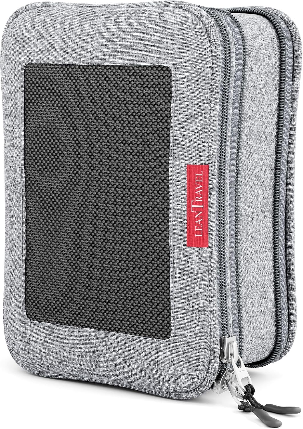 LeanTravel Premium Compression Packing Cubes for Travel - Suitcase Organizer Bags with Double Zipper & Breathable Mesh Panel - Space Saving Carry On Luggage Essentials (6-Pack, Grey)