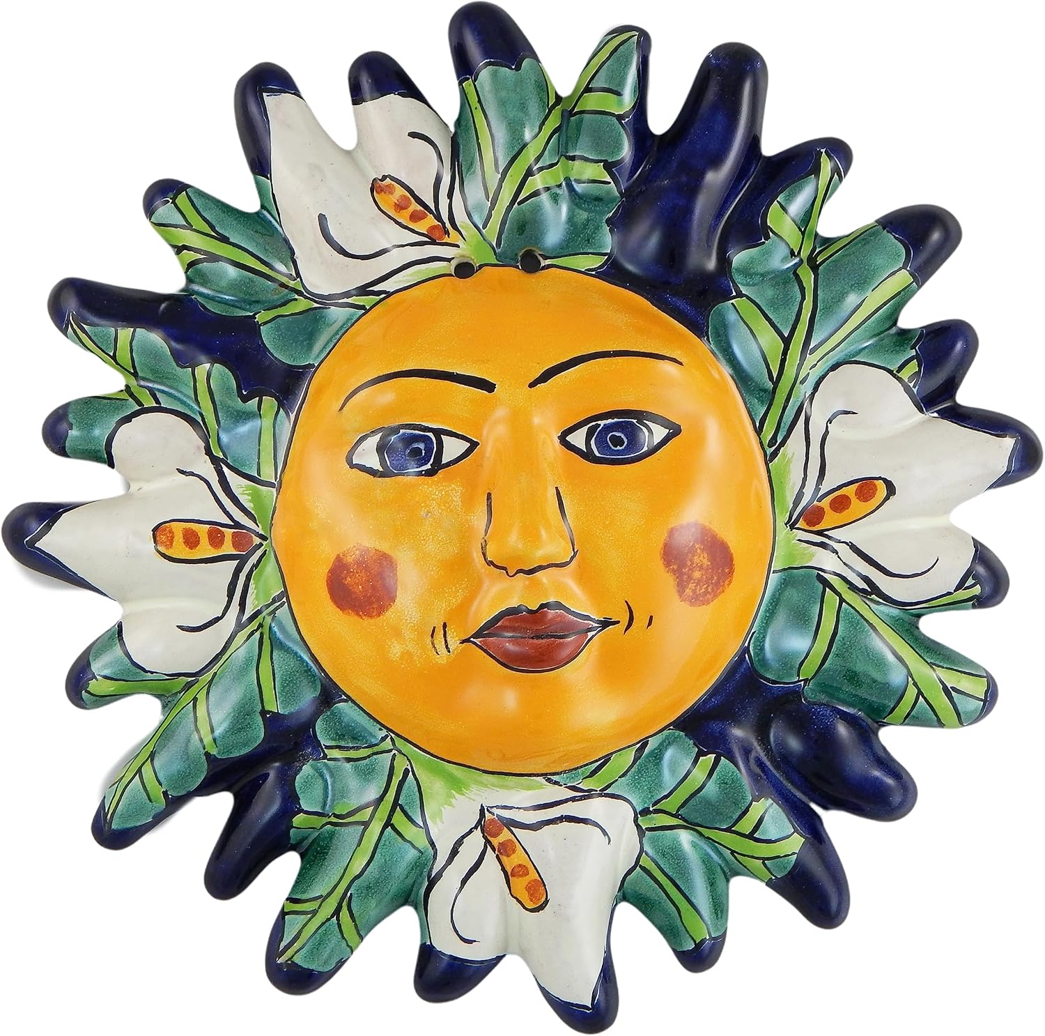 COLOR Y TRADICIÓN Mexican Talavera Ceramic Sun Face Wall Decor Hanging Pottery Folk Art # 02