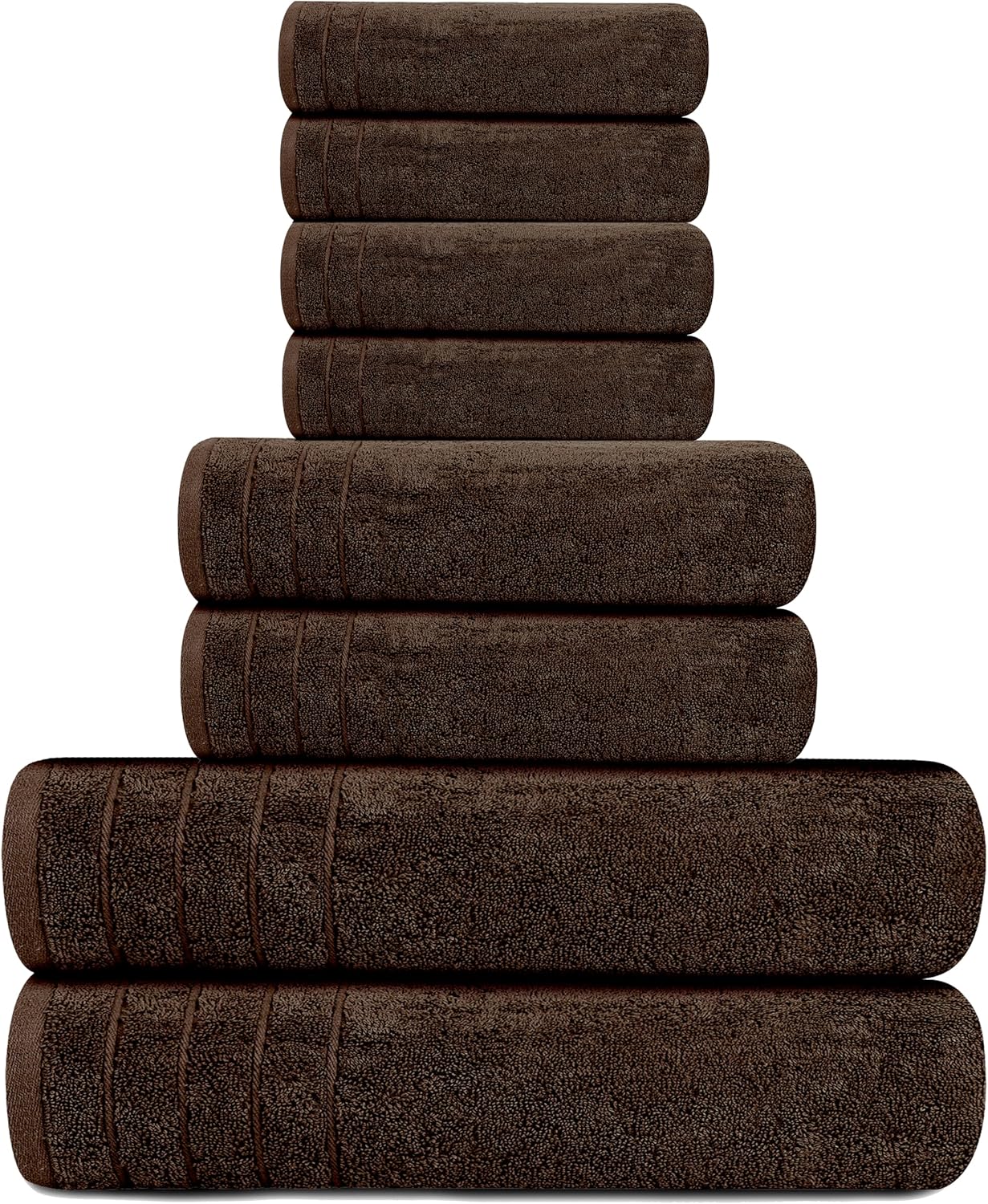 Tens Towels 8 Piece Towel Set, 2 XL Bath, 2 Hand, 4 Washcloth, Dark Grey