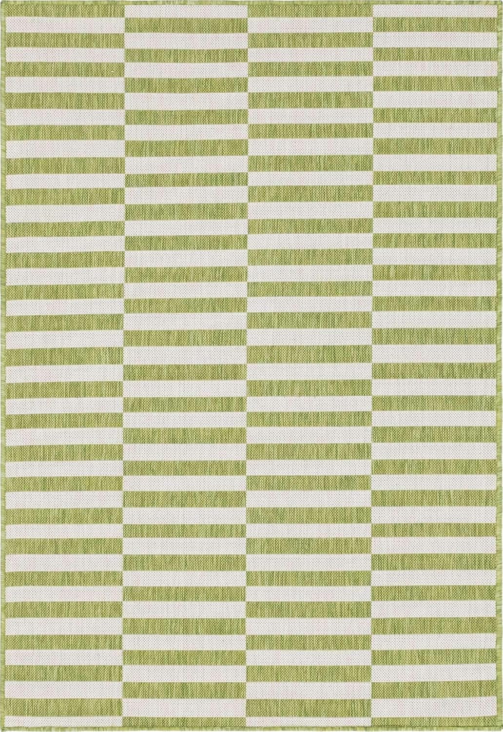 Unique Loom Outdoor Striped Collection Area Rug - Striped (7' 1" x 10' Rectangle, Taupe/Ivory)