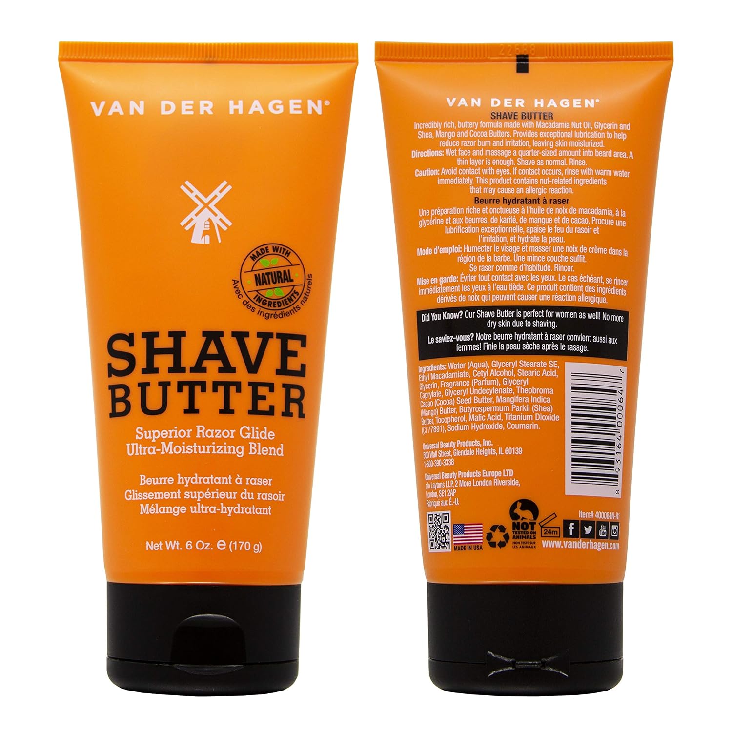 Van Der Hagen Shave Butter 6 oz (Pack of 2)