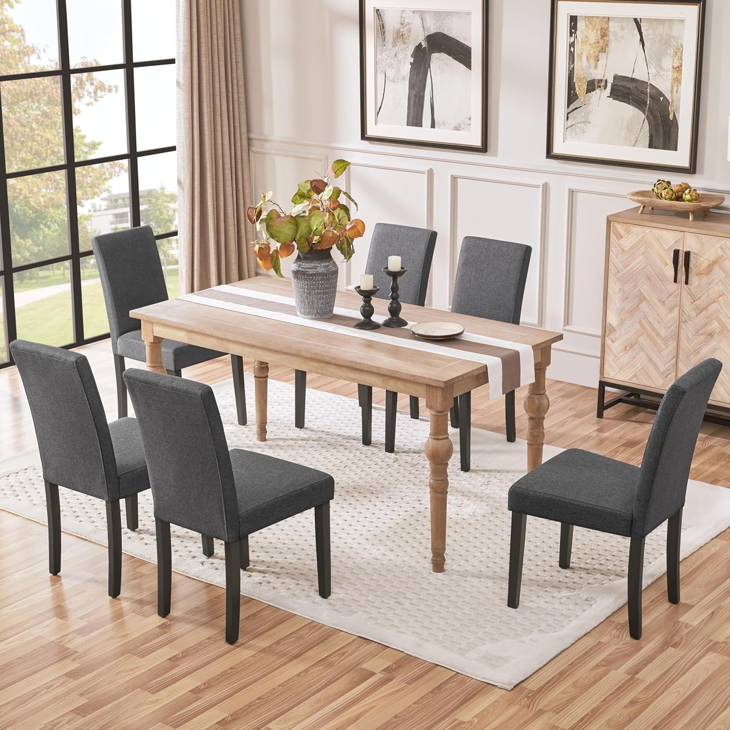 Yaheetech Dining Chairs Set of 4 Upholstered Kitchen Chairs Black