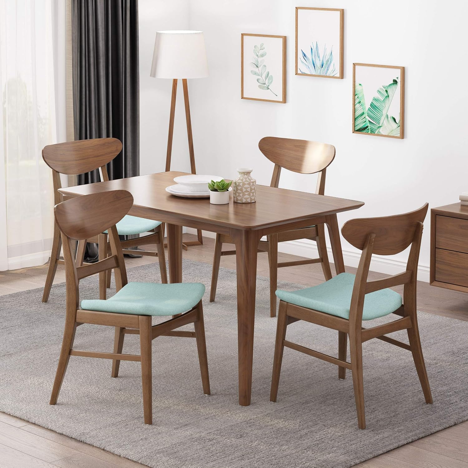 Christopher Knight Home Heather Mid-Century Modern Dining Chairs (Set of 4), Dark Gray and Natural Oak