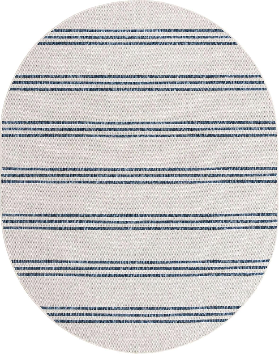 Unique Loom Outdoor Collection Area Rug - Anguilla (9' x 12' Rectangle, Blue/ Ivory)