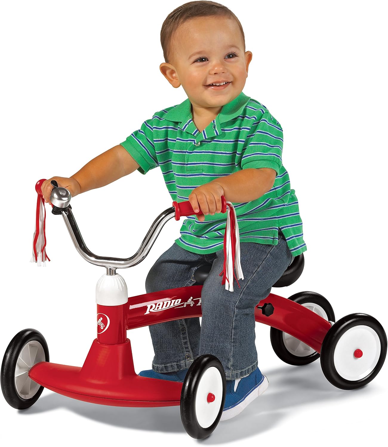 Radio Flyer Scoot About Ride On, Toddler Ride On Toys, for Toddlers 1-3 | Adjustable Seat, Stable Wide-Set Front Wheels, Clear Kick Path