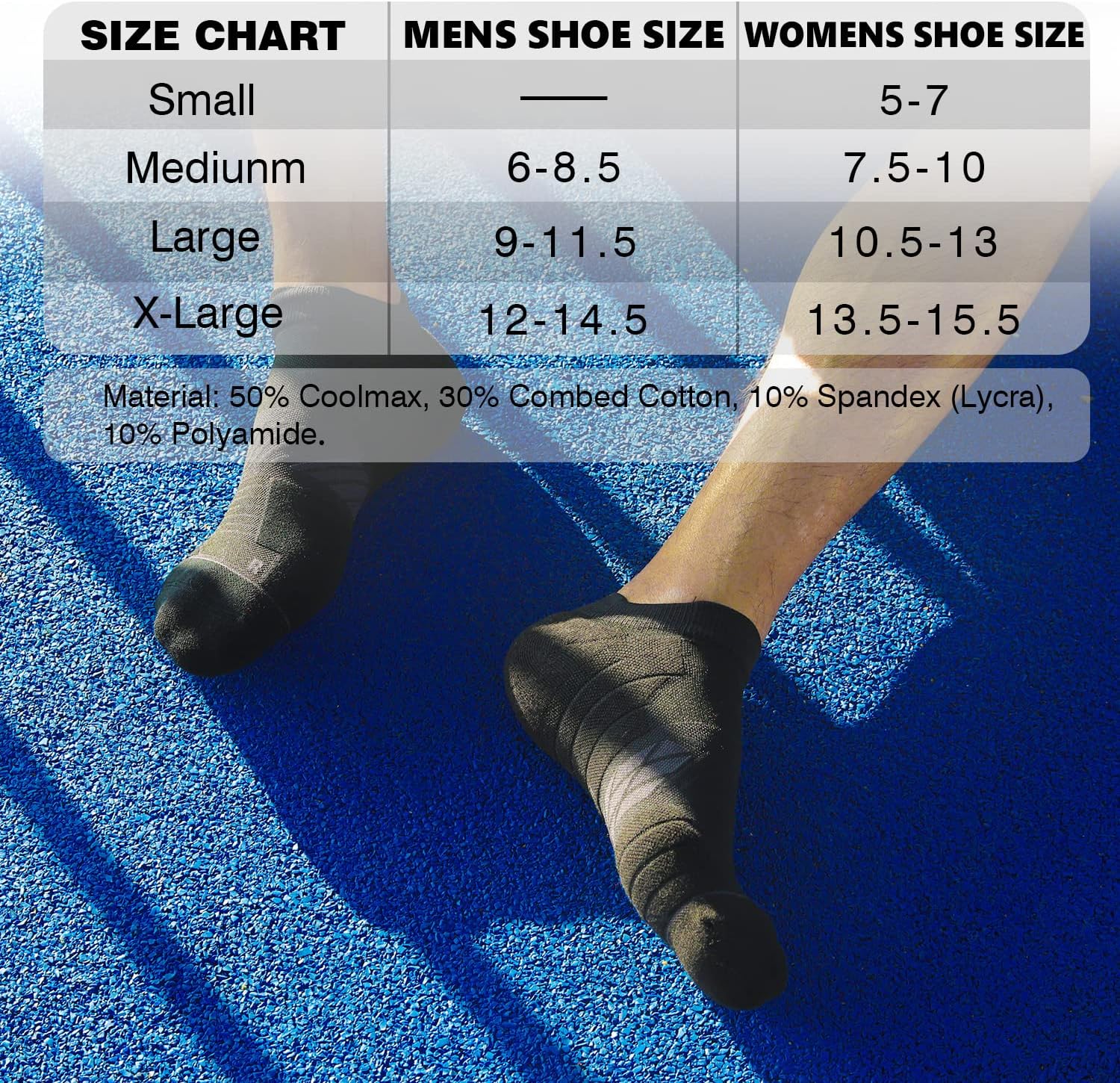 Hylaea Unisex Coolmax No Show Athletic Running Socks, Cushioned No Blisters