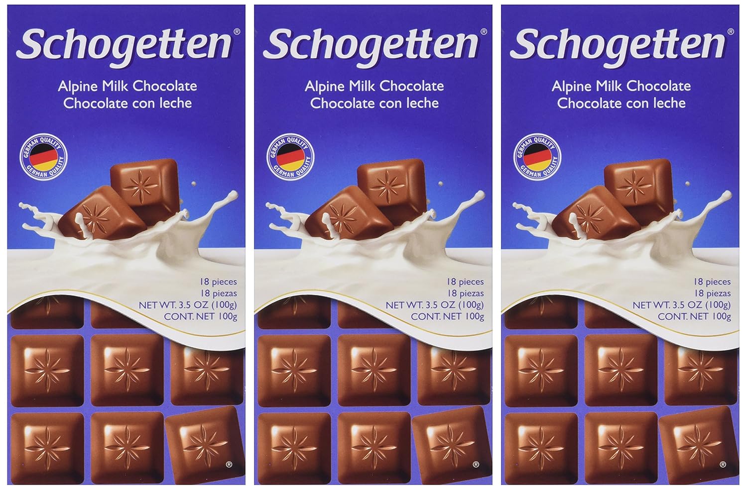 Schogetten Alpine Milk Chocolate German Chocolate Bars (Pack of 3)