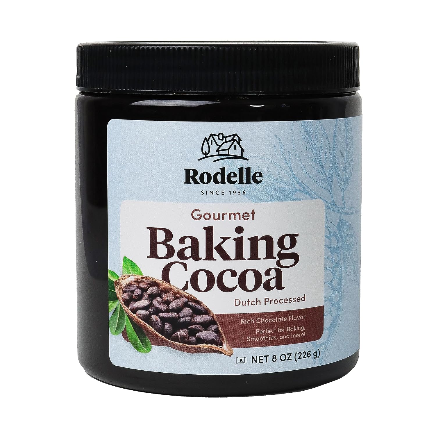 Rodelle Gourmet Dutch-Processed Cocoa Powder, Unsweetened, Gluten Free, 8 Oz. | Rich smooth Dutch-processed cocoa for baking, brownies