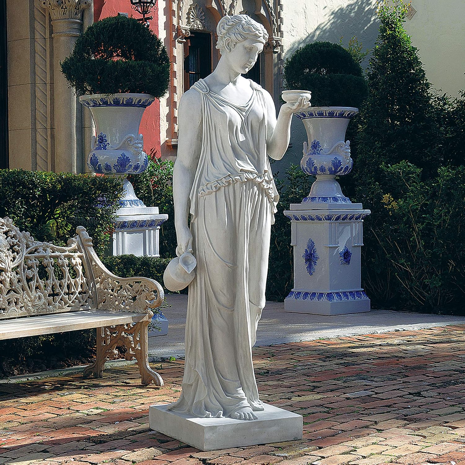 Design Toscano KY71304 Hebe Greek Woman Patron of Youth Indoor/Outdoor Garden Statue, Large Size, 10 inches Wide, 32 inches Tall, Handcast Polyresin, Antique Stone Finish
