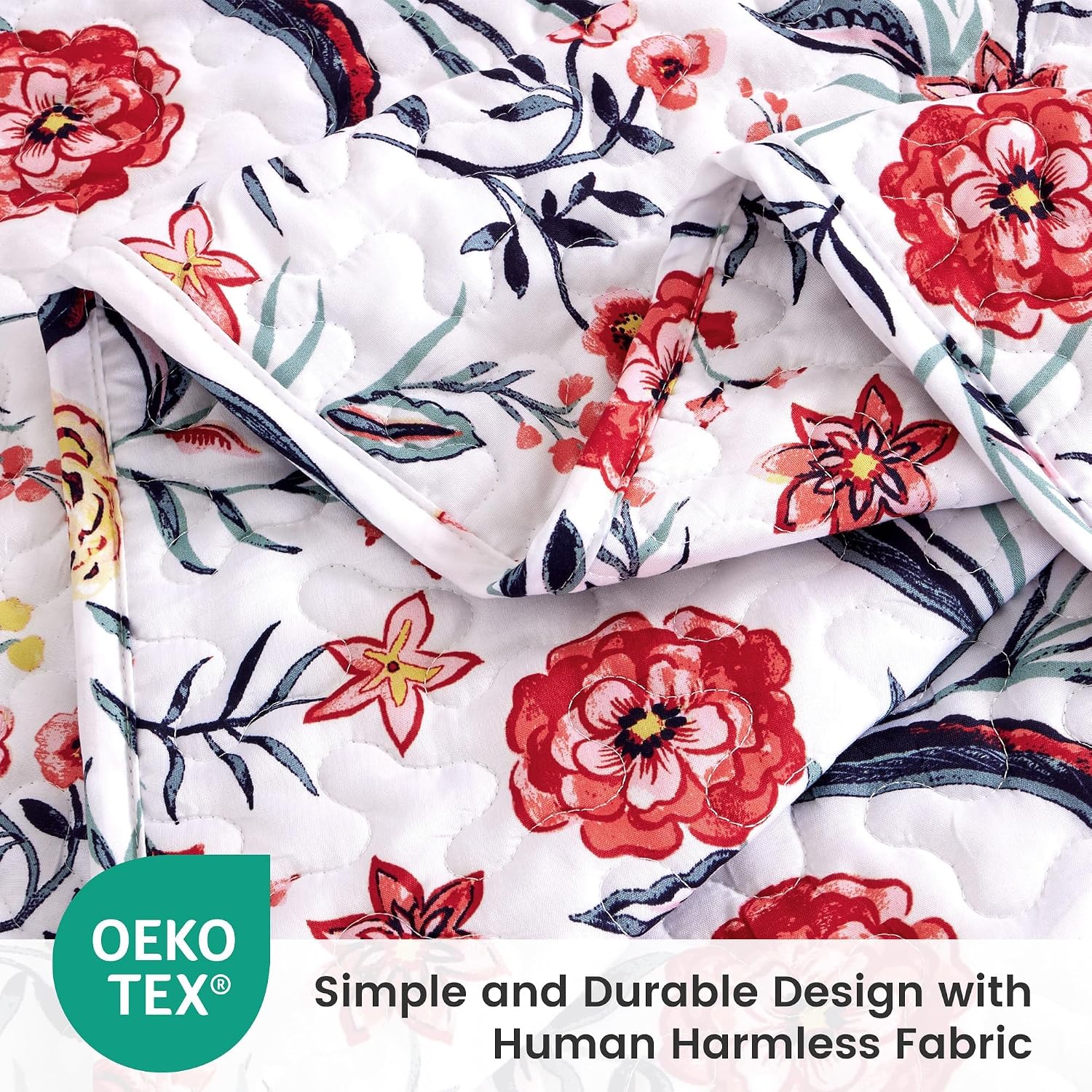 SLEEP ZONE 3-Piece Printed Quilt Set - Full/Queen Size - Lightweight Reversible Bedding Coverlet Set for All Season (Classic Paisley Pattern)