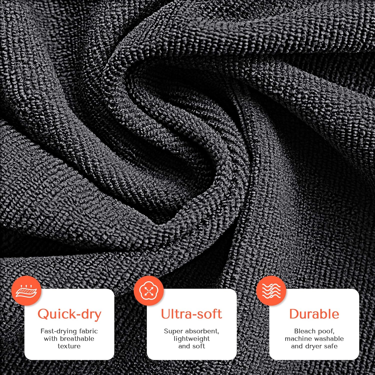 TASALON Microfiber Salon Hair Towels 10 Pack, 29" x 16" Ultra-Soft - Black