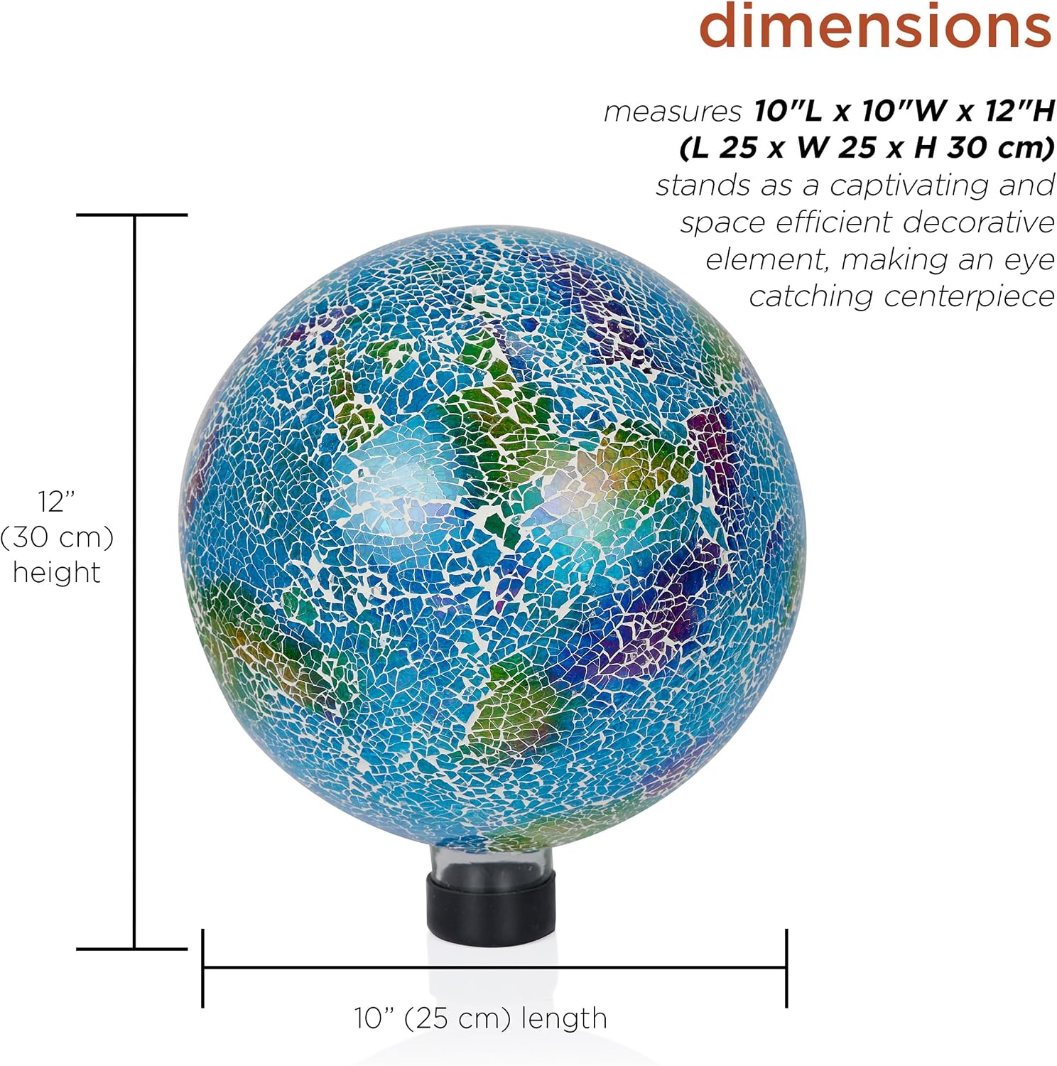 Alpine Corporation 10" Diameter Indoor/Outdoor Glass Mosaic Gazing Globe Yard Decoration, Purple Pearlized Petals Design