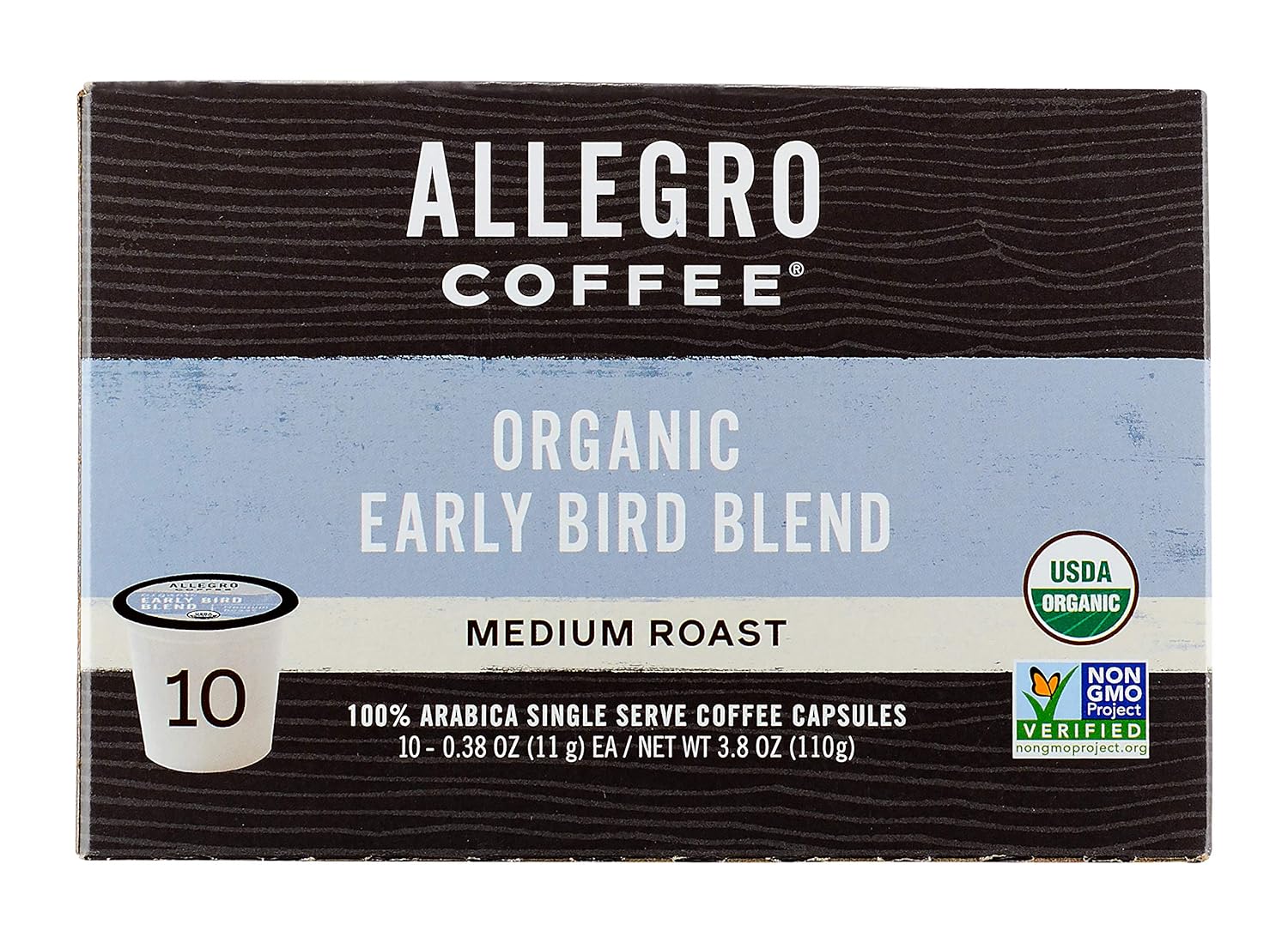 Allegro Coffee, Coffee Breakfast Blend Pods Organic 10 Count, 3.8 Ounce
