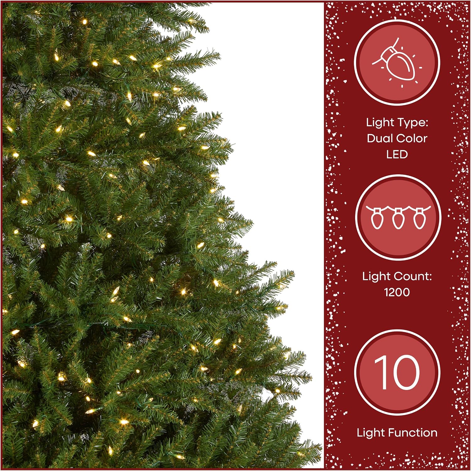 National Tree Company 7.5ft Pre-Lit Dunhill Fir Artificial Christmas Tree | 700 LED Lights, 10 Light Functions, 2,514 Tips, Foot Pedal, Includes Stand, Green