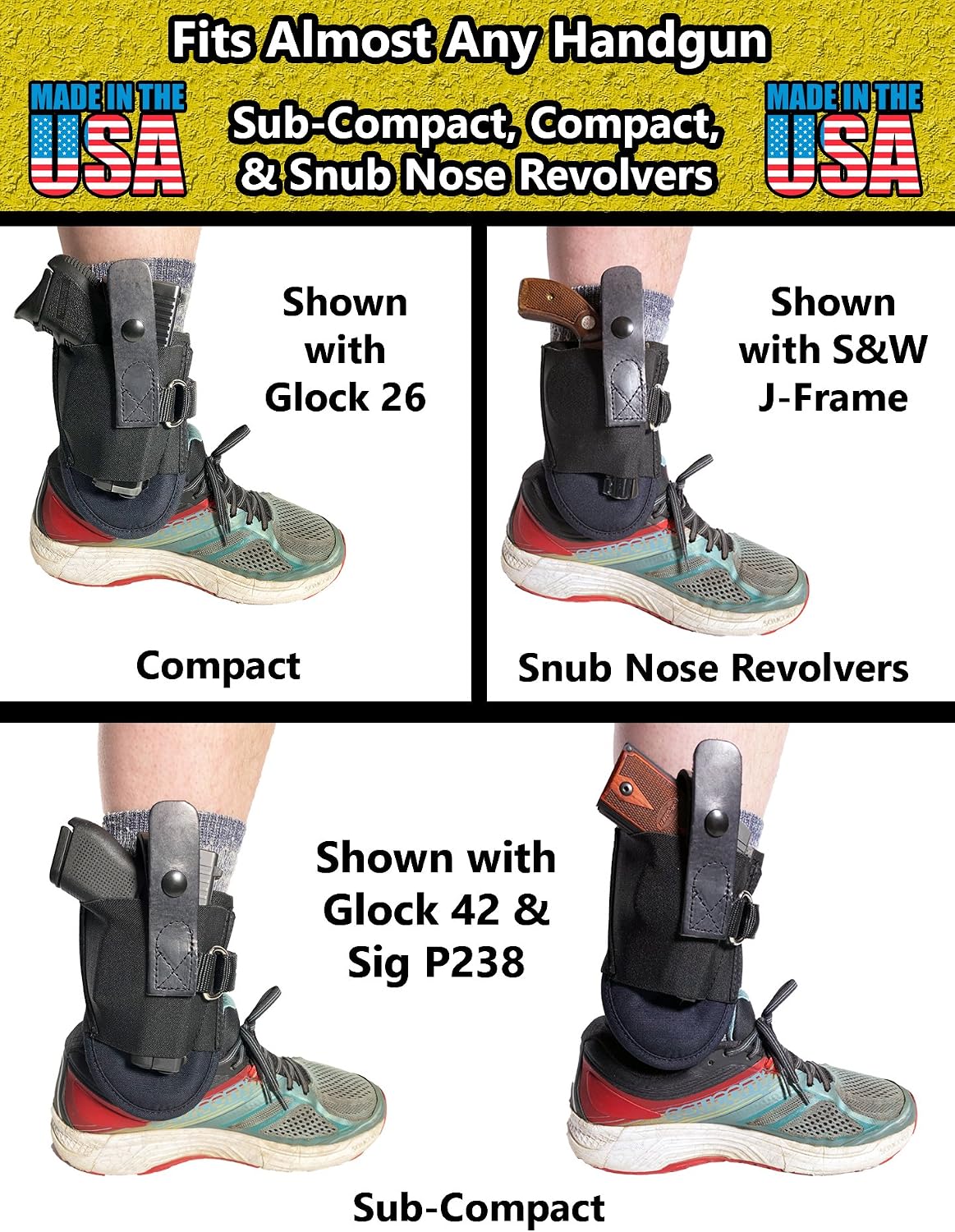Undercover Ankle Holster with D-Ring| Most Secure Ankle Holster in the Market| Fits Snub nose Revolvers, Glock 26, Glock 27, Glock 30, S&W Shield