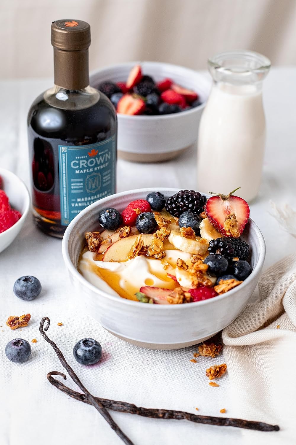 Crown Maple Organic Madagascar Vanilla Maple Syrup, Real Vanilla Bean, Pancakes, Baking, Cocktails & Brunch, 12.7 Fl Oz
