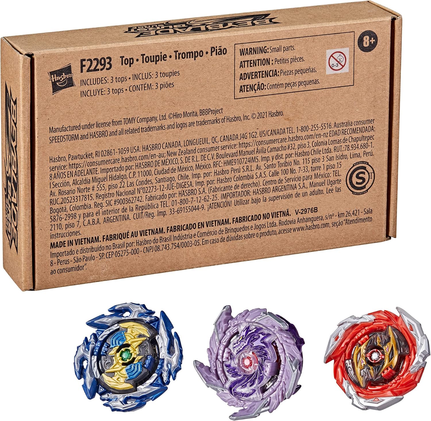 Beyblade Burst Surge Speedstorm Thunder Threat 3-Pack - Kolossal Fafnir F6, Spear Dullahan D6, Brave Roktavor R6 Battling Game Top Toys