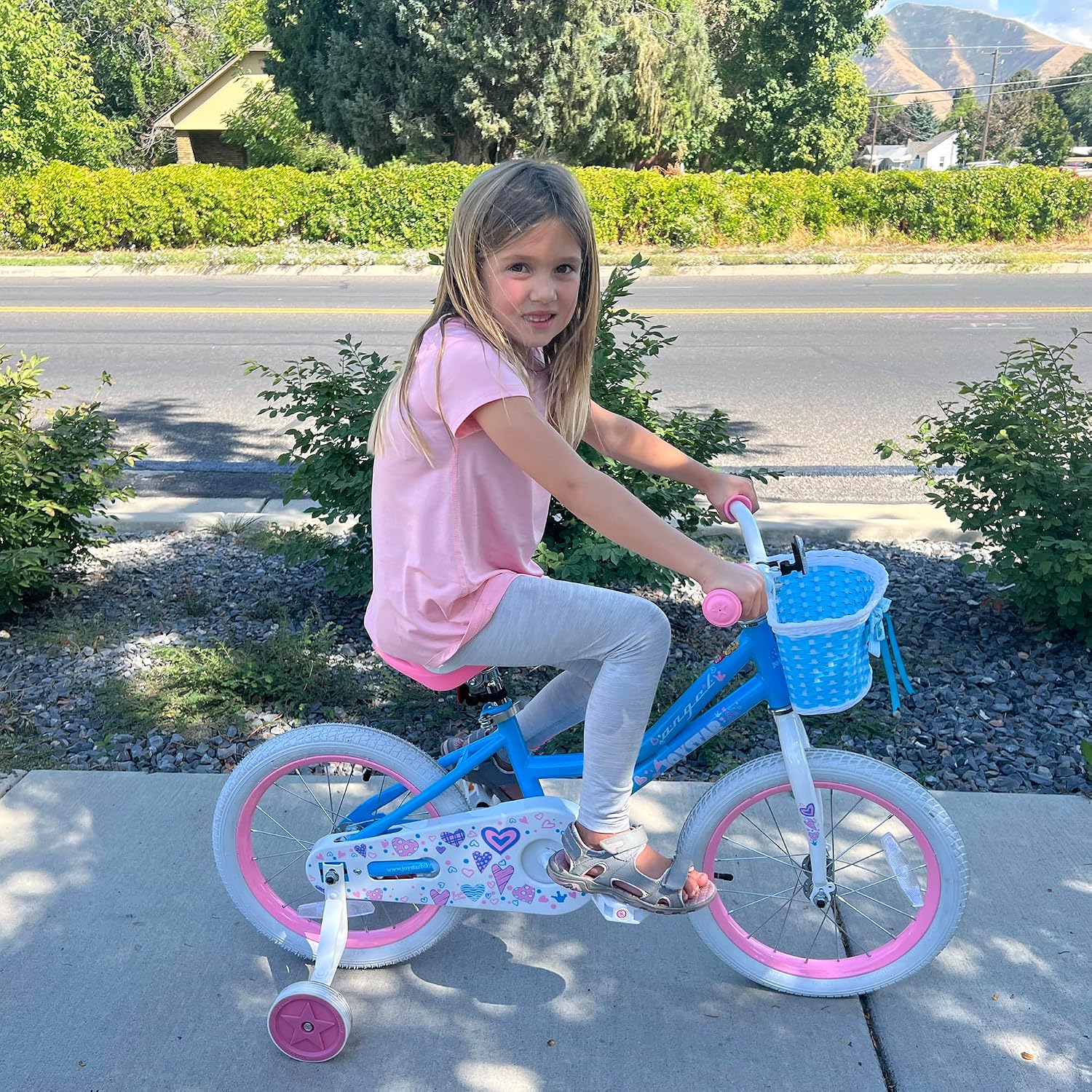 JOYSTAR Angel Girls Bike for Toddlers and Kids Ages 2-12 Years | 12-20 Inch Kids Bike with Training Wheels & Basket, 20 24“ Bicycle with Kickstand