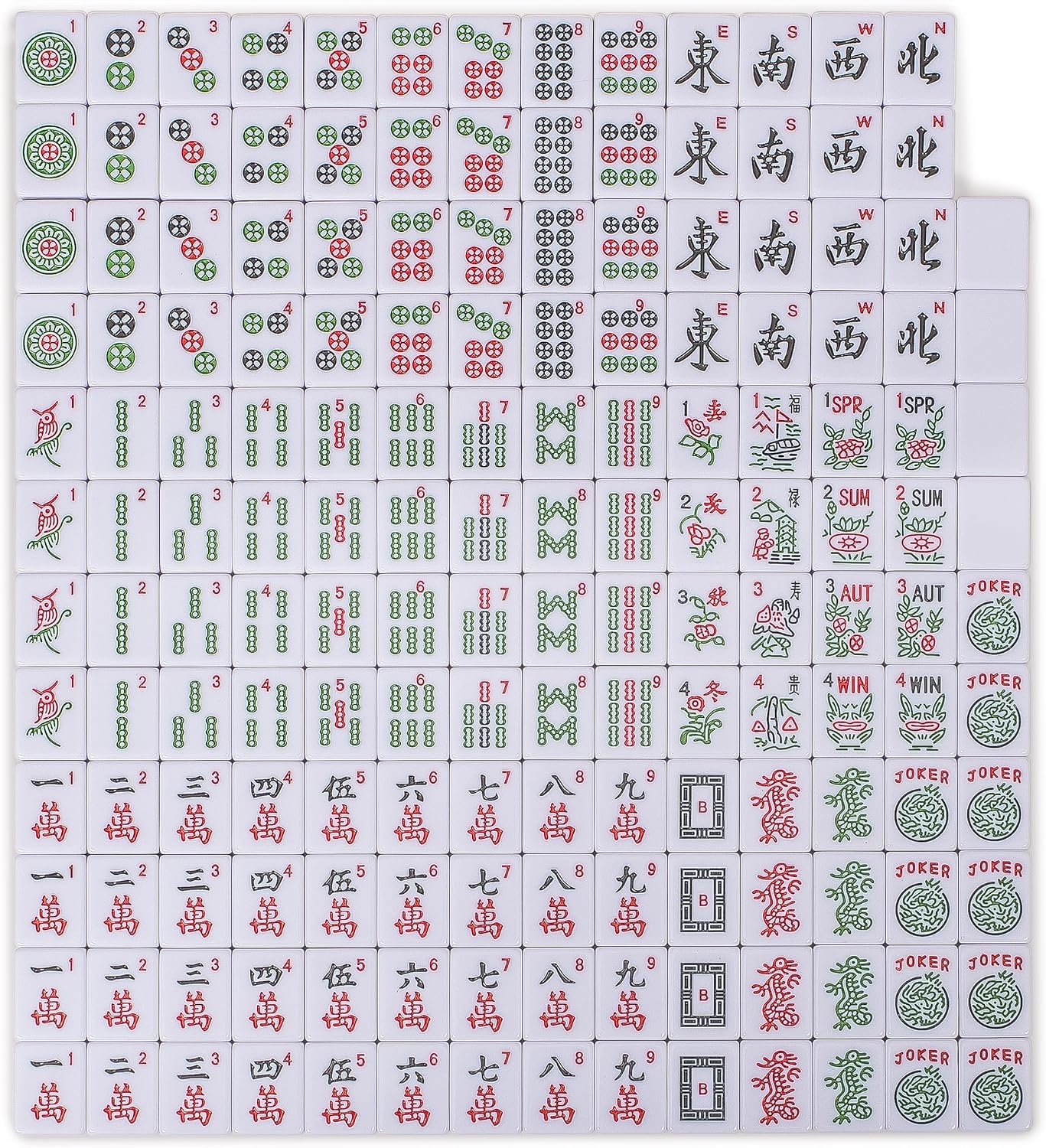 Yellow Mountain Imports American Mahjong Set, Mojave (Ivory) with Brown Soft Case, All-in-One Racks with Pushers, Wright Patterson Scoring Coins, Dice, & Wind Indicator