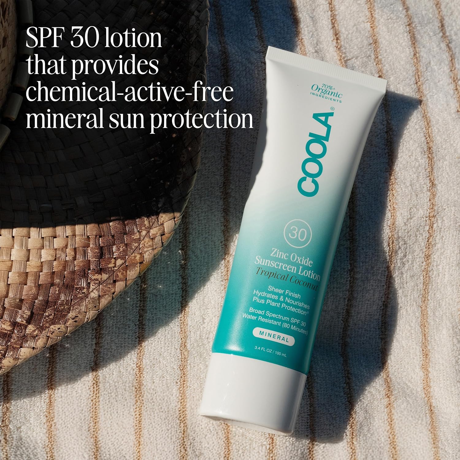 COOLA Organic Mineral Sunscreen & Sunblock Body Lotion, Skin Care for Daily Protection, Broad Spectrum SPF 30, Tropical Coconut
