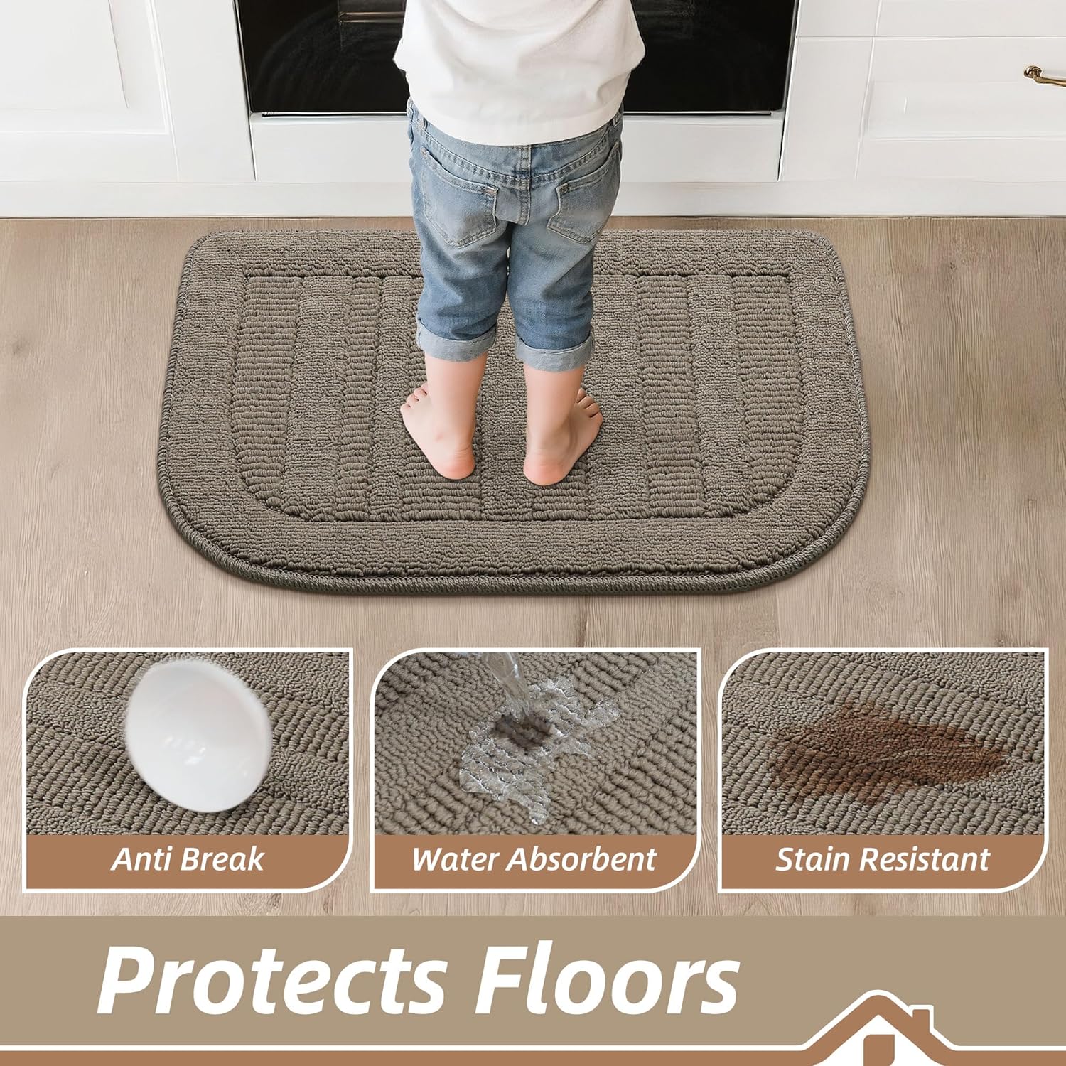 BEQHAUSE 30x18 Inch Kitchen Rugs Non Slip Washable Kitchen Sink Rug, Green