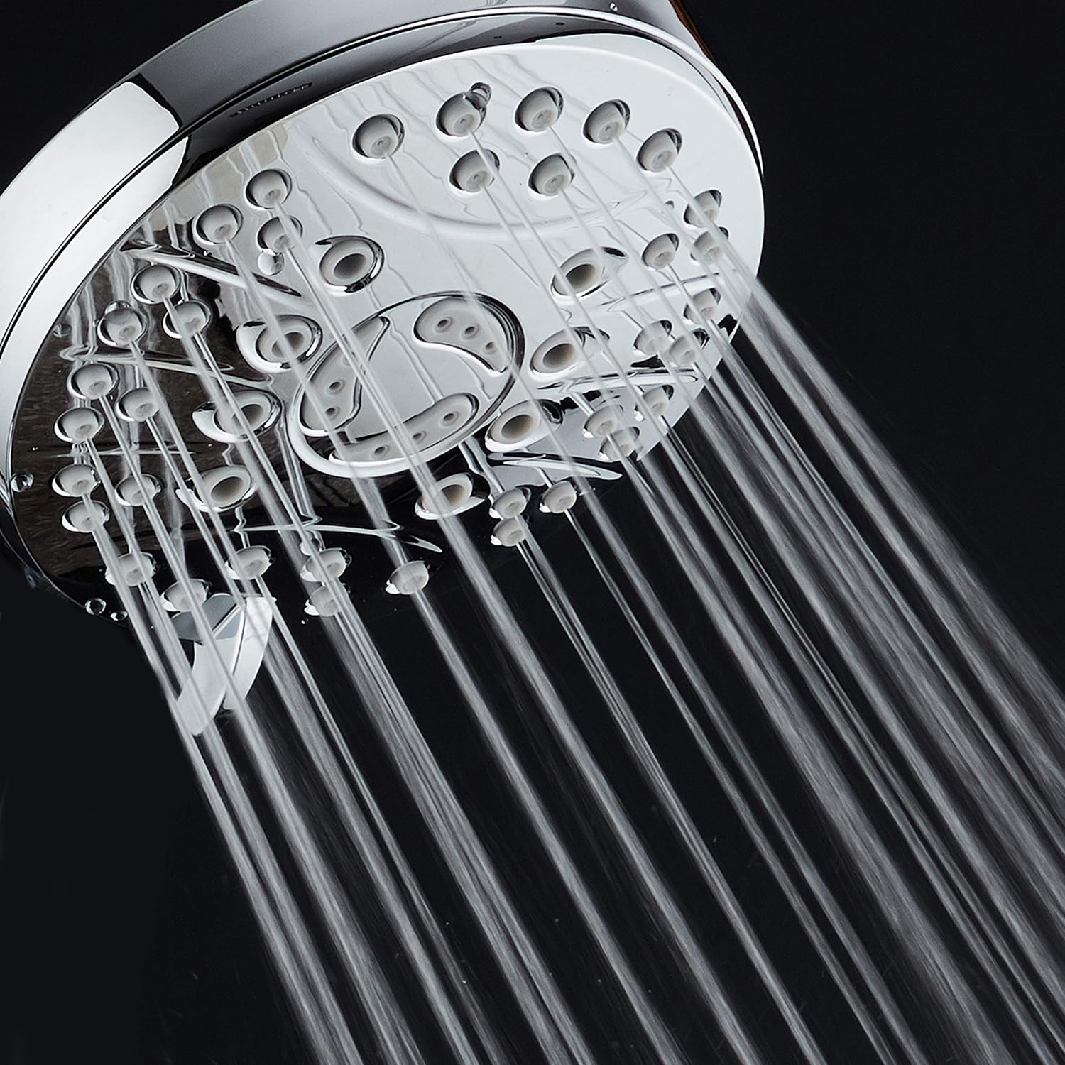 High Pressure 6-setting Luxury Rain Shower Head – Extra Large Face – Anti Clog Jets – Solid Brass Connection Ball Joint – Angle Adjustable