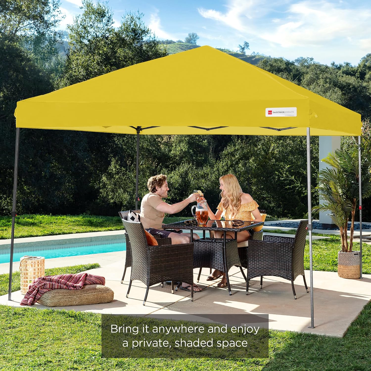 Best Choice Products 10x10ft Pop Up Canopy Tent, Outdoor Shade, 1 Person 1 Minute Set Up, Carry Case, 4 Weight Bags - White