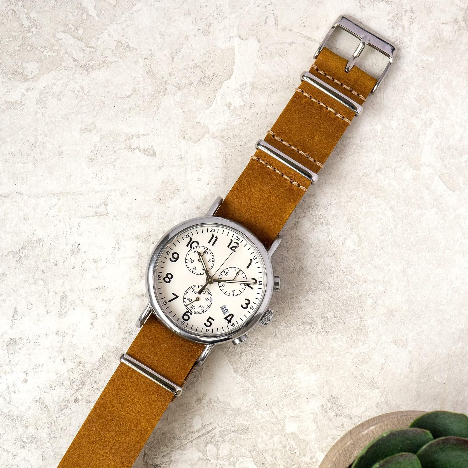 Benchmark Leather Watch Band - Crazy Horse Oiled Leather One-Piece Watch Straps for Men or Women - 18mm, 20mm, 22mm or 24mm Widths