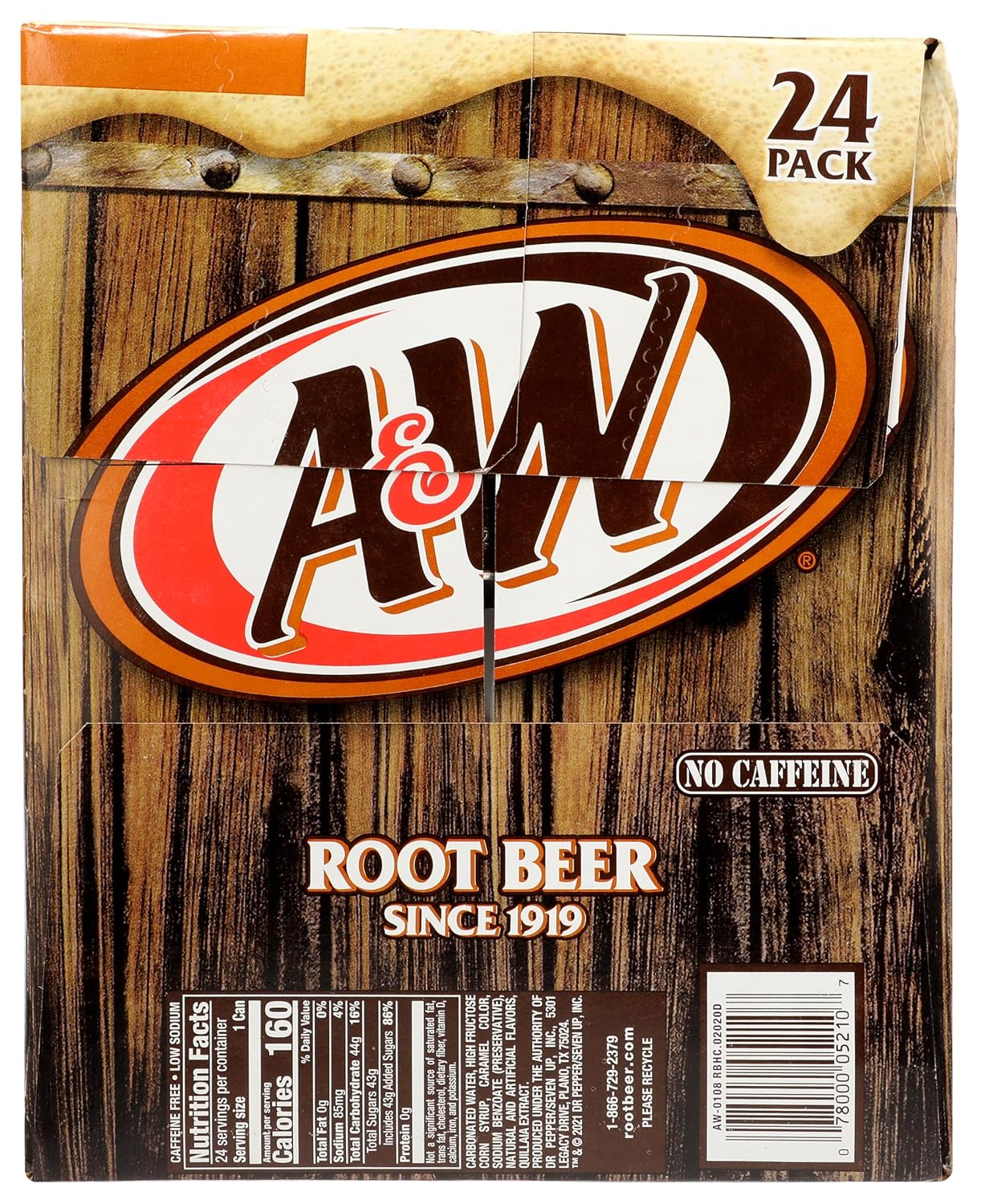 A&W Root Beer Soda, 12 fl oz cans, 24 pack