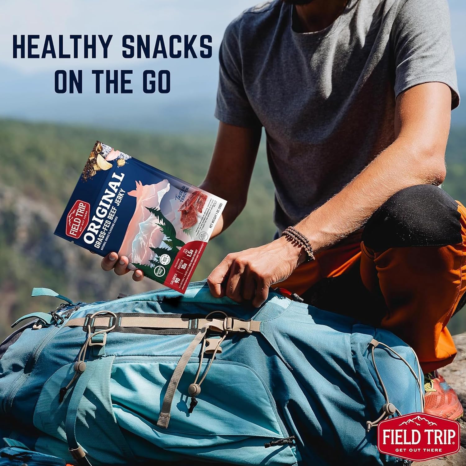 Field Trip Beef Jerky, Original, 1 Oz Bag, 12 Bags/carton | Grass Fed Beef Jerky, Healthy Gluten Free Snacks, All Natural, Paleo-Friendly Beef Jerky, High Protein, Low Carb, No Nitrates