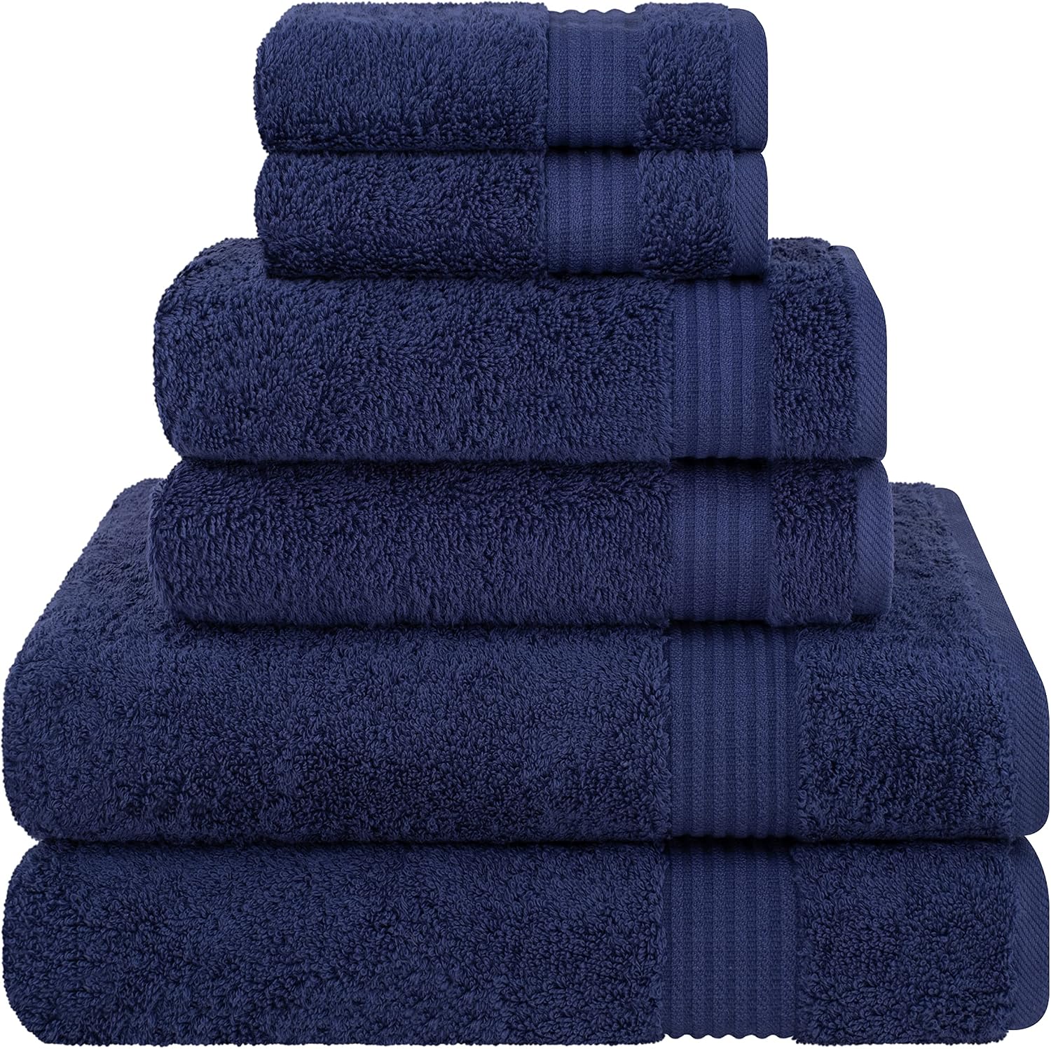 Cotton Paradise Towel Set of 6, 2 Bath Towels, 2 Hand Towels and 2 Washcloths Towels for Bathroom Sets, Smoke Gray