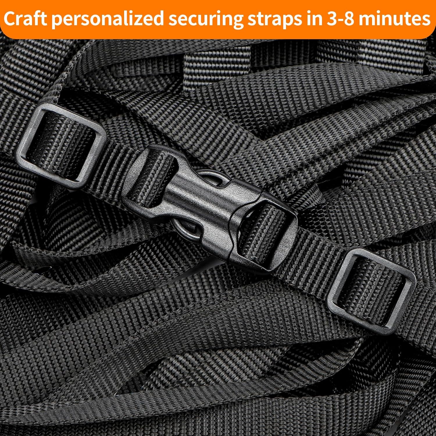 BEYOURD Buckles and Straps Set 1": 6 Yards of Thick Nylon Webbing, 6-Pack Heavy Duty Adjustable Quick Side Release Plastic Buckles