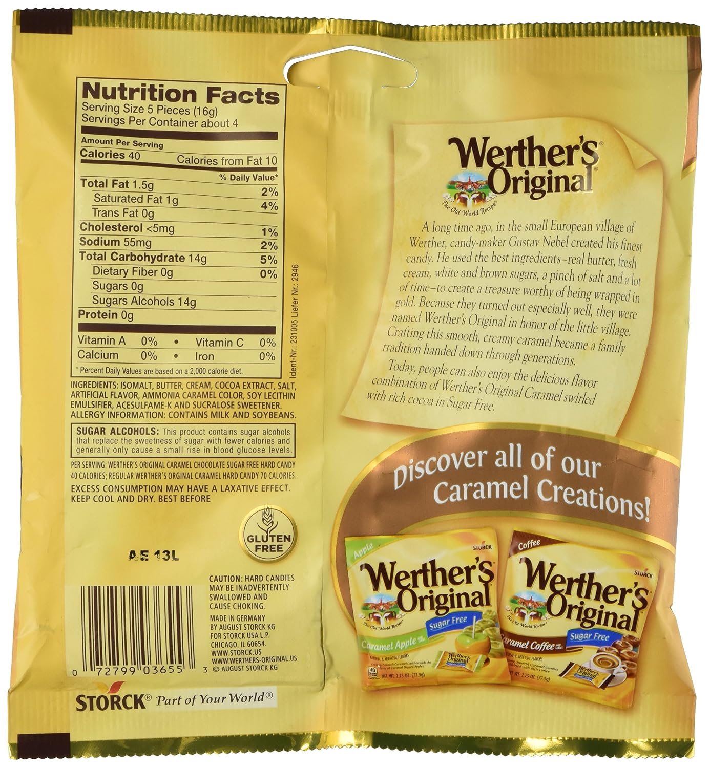 Werther's Original Caramel Coffee Hard Candy - Individually Wrapped Hard Candies for Halloween, Parties, or Snacks - 2.65 oz Bags (Pack of 3)