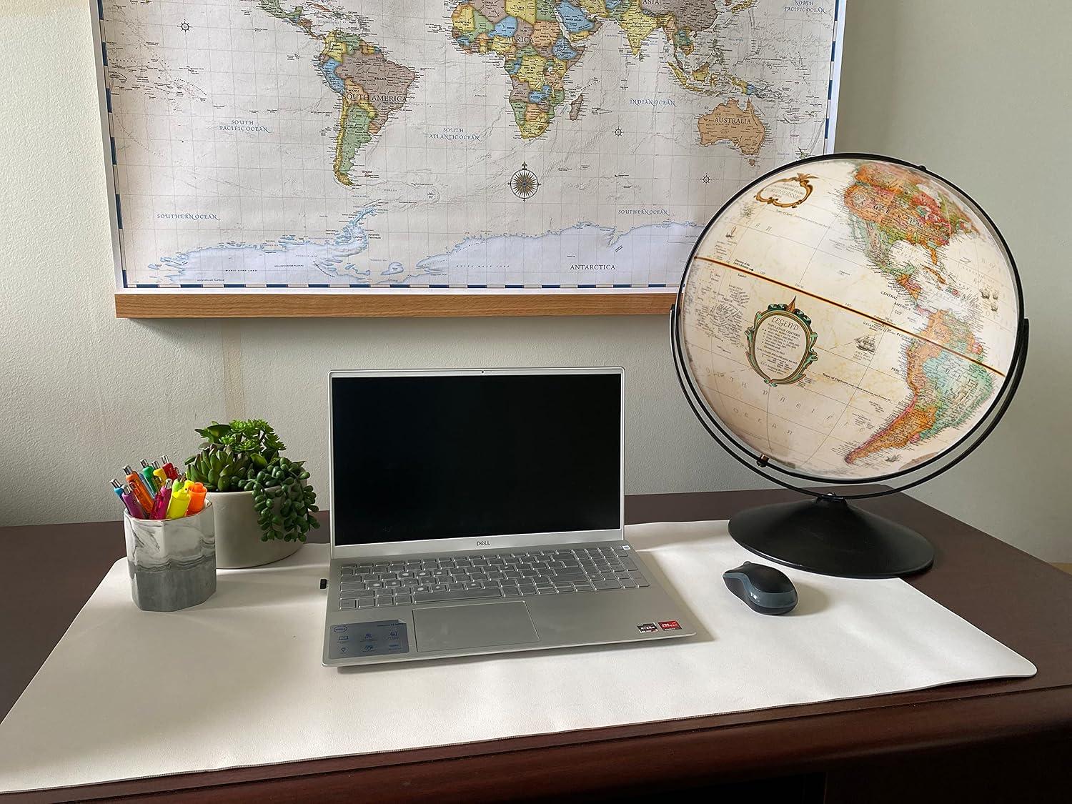 Replogle Eureka 16 inch desktop globe with up to date antique raised relief map and full swing gyromatic assembly. The beautiful antique ocean product has vast amounts of up-to-date information will pique the interest of any geographical connoisseur of a…