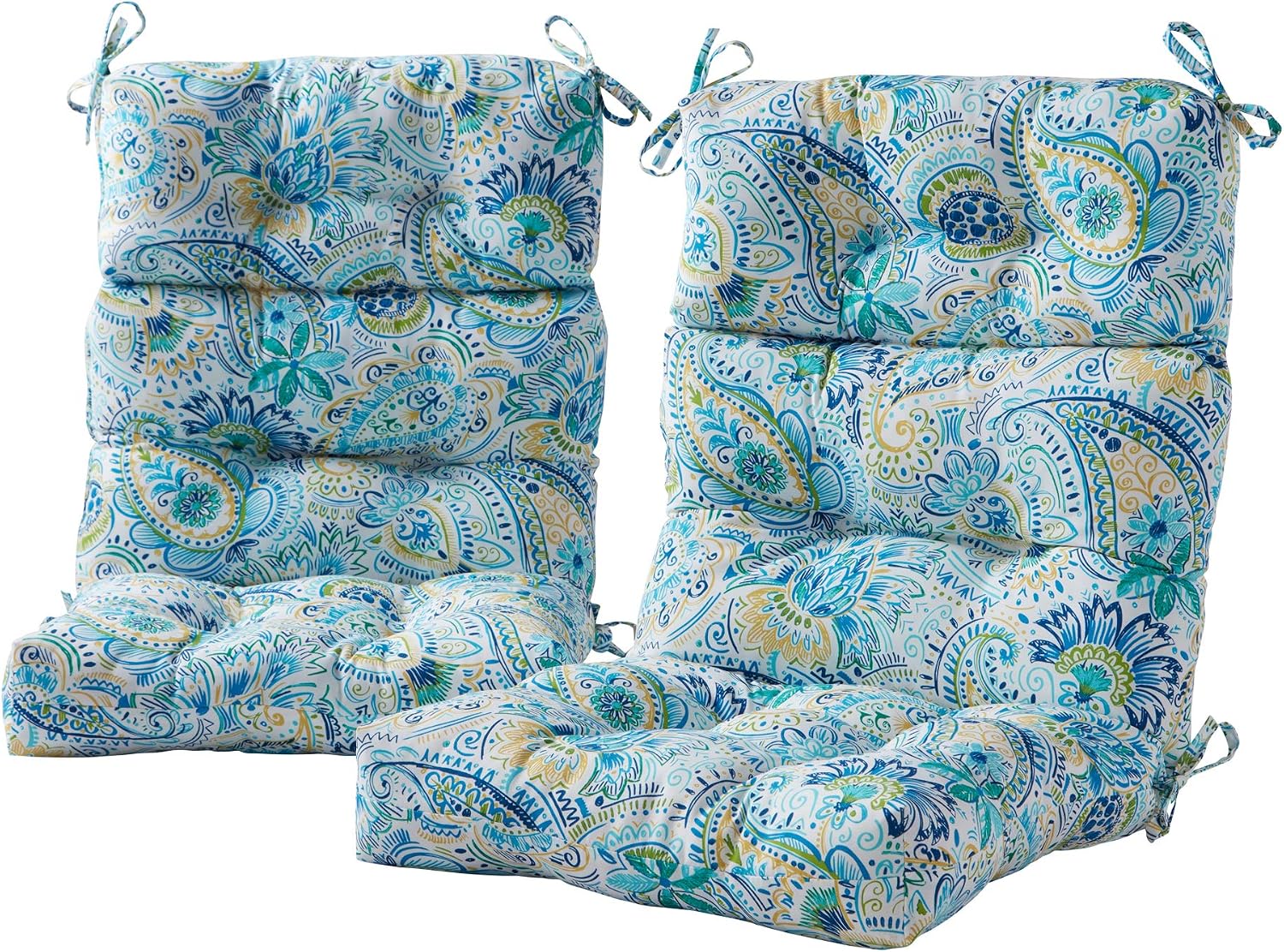 Greendale Home Fashions Outdoor 44x22-inch High Back Chair Cushions (Set of 2), Cement