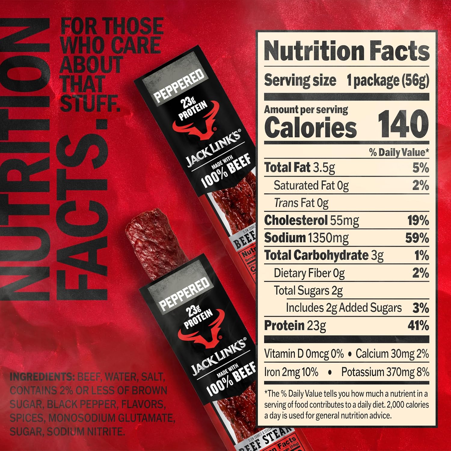 Jack Link's Beef Steak, Original - Protein Snacks, Jerky Meat Snack with 23g of Protein, Made with 100% Beef, Individually Wrapped Bulk Snack Pack, Keto Friendly - 2 Oz. (12 Count)