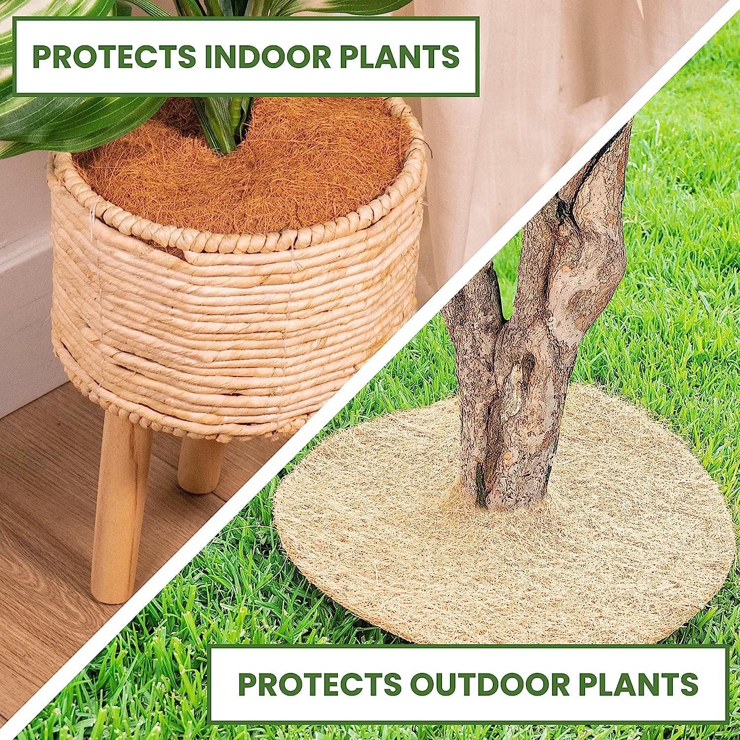 Envelor 20 pcs Coconut Fibers Mulch Ring 4 Inches Tree Protector Mat Coconut Mulch Cover Natural Coconut Fiber Weed Control Rings, Tree Ring Plant Cover for Indoor Outdoor Plants, Pot, Landscaping