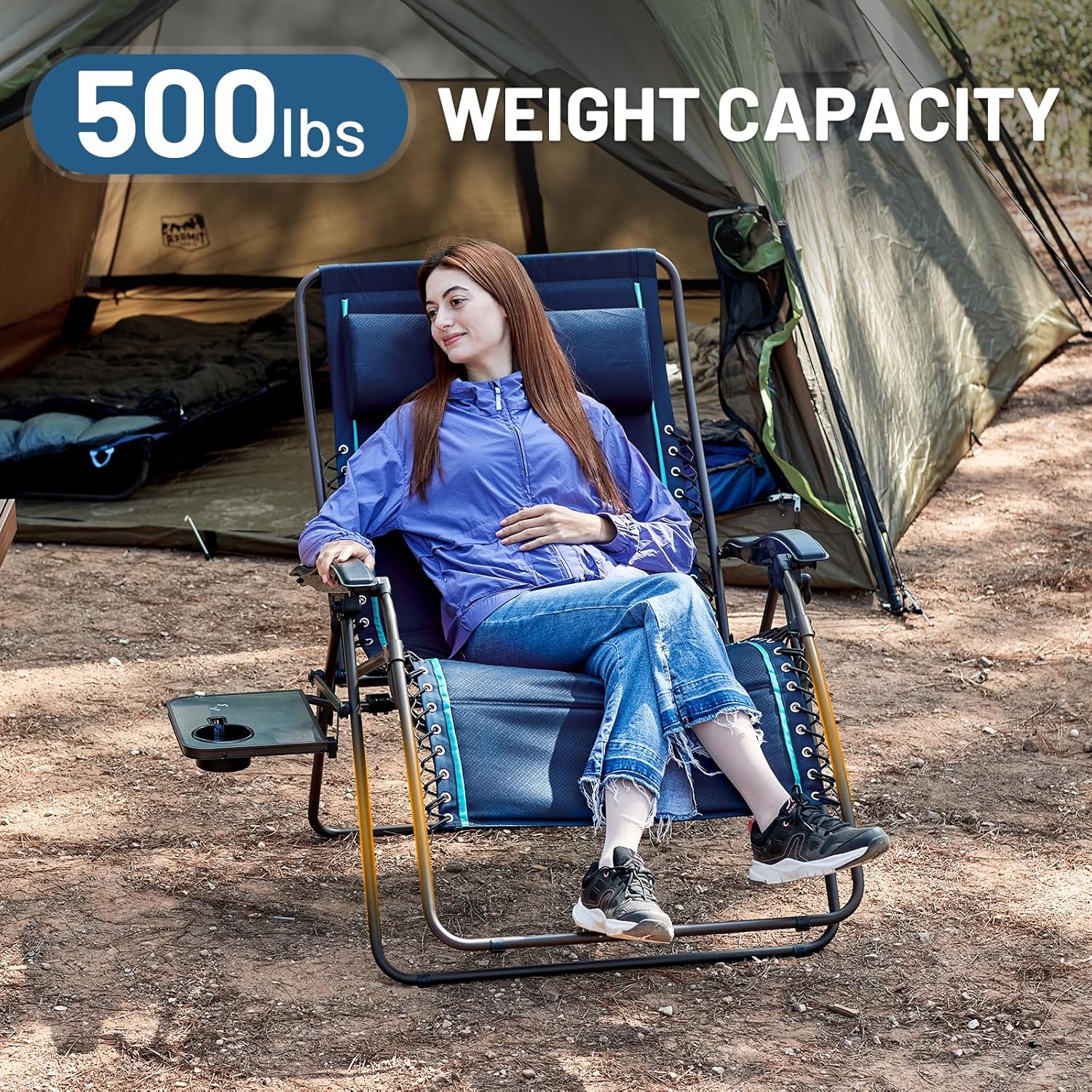 TIMBER RIDGE XXL Oversized Zero Gravity Chair, 33" Wide, 500 lb, Gray