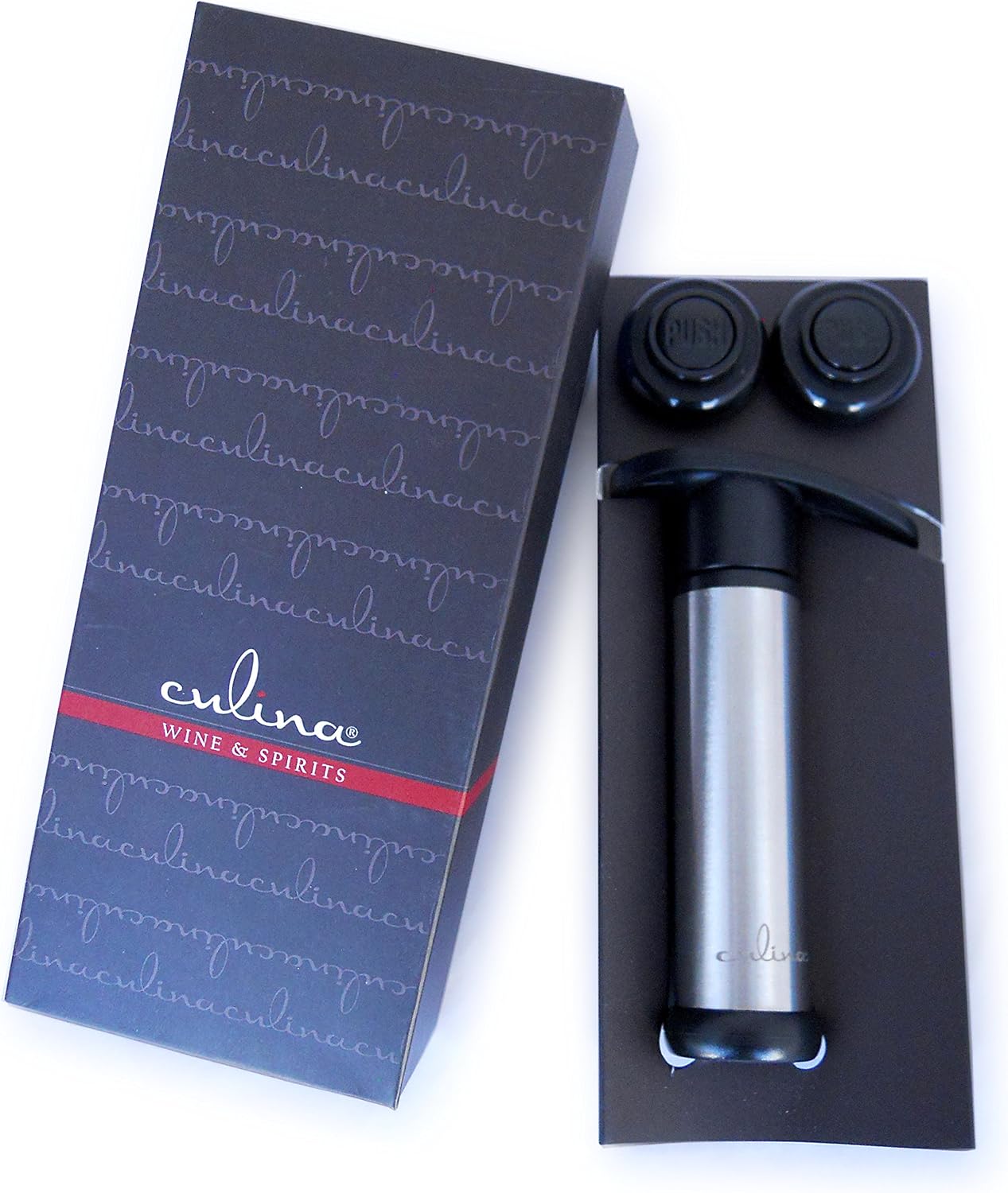 Culina® Wine Saver Vacuum Pump and 2 Stoppers Set. Preserve Wine