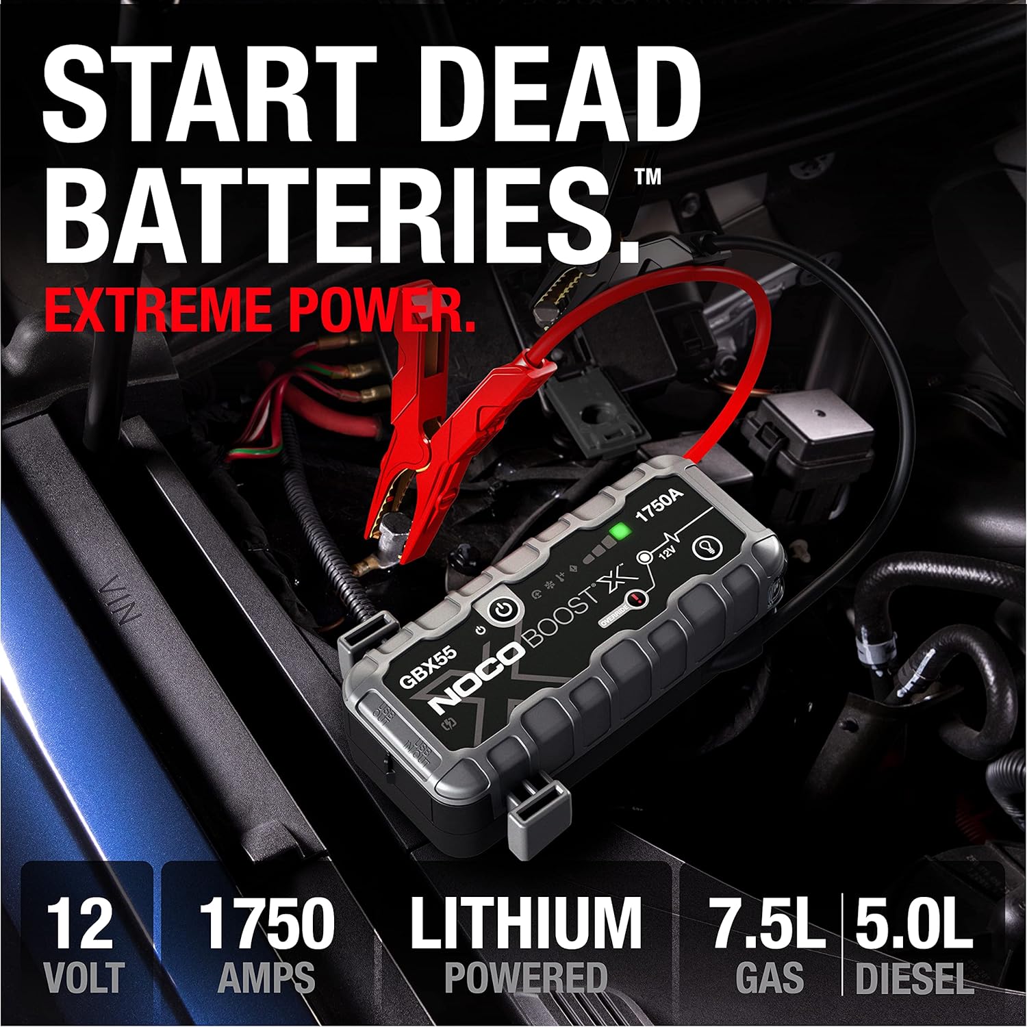 NOCO Boost X GBX55: 1750A UltraSafe Jump Starter – 12V Lithium Battery Booster Pack, Portable Jump Box