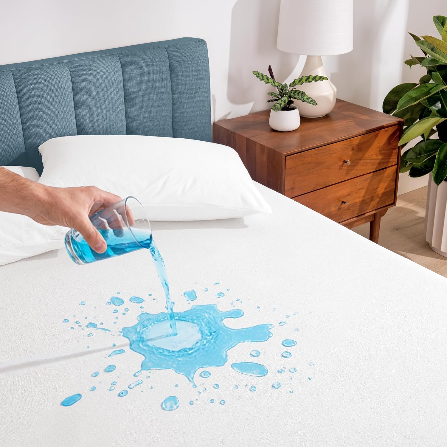 Bare Home Queen Size Mattress Protector - 100% Waterproof & Breathable - Premium Cooling Mattress Cover - Protects Against Spills - Vinyl Free Noiseless - Protect Your Mattress (Queen, White)