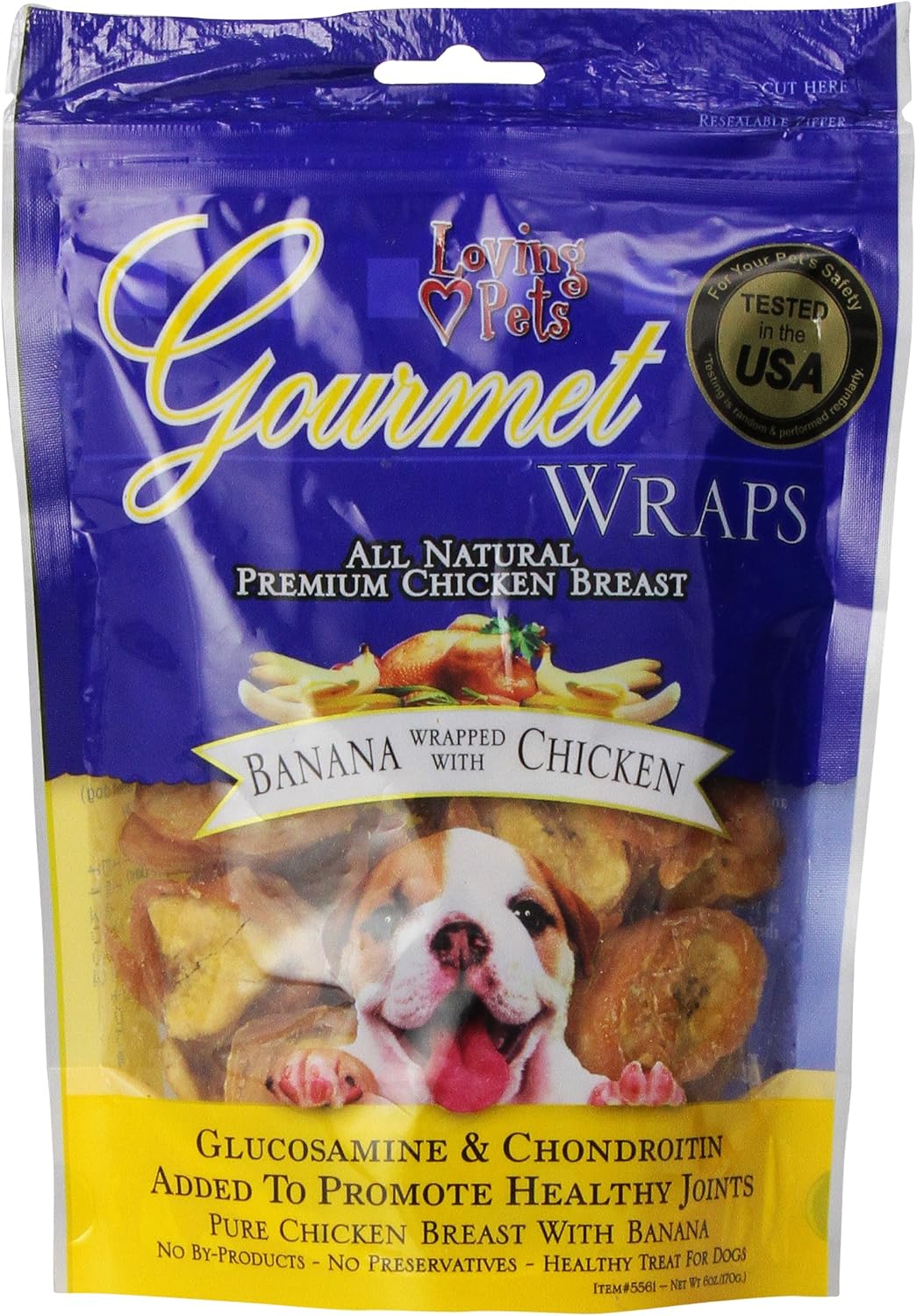 Loving Pets Gourmet All Natural Premium Sweet Potato and Chicken Wraps with Glucosamine and Chondroitin, Dog Treats, 8oz