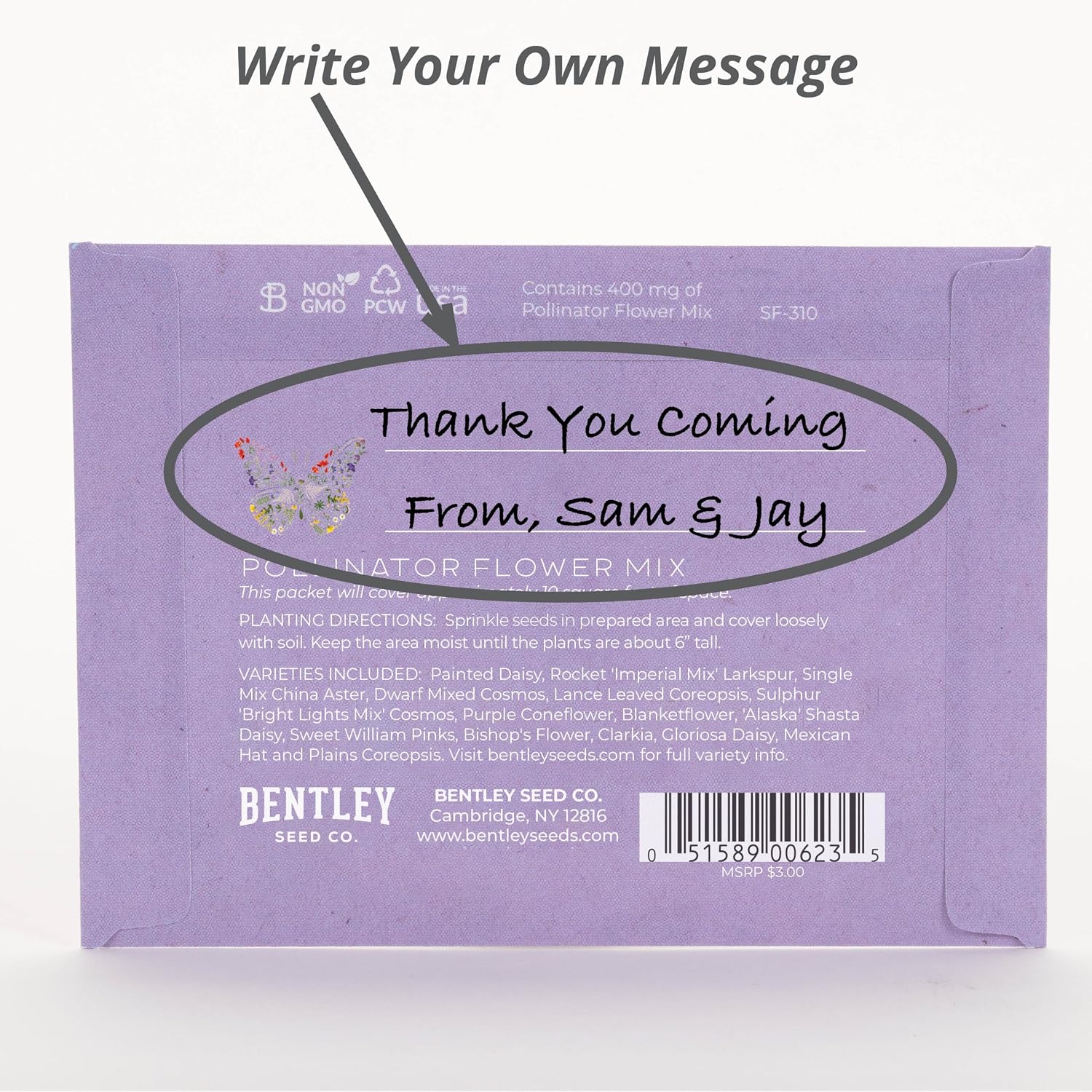Bentley Thank You Packet - Sunflower Seeds - Pack of 25 - Perfect Eco-Friendly Thank You Gift - Non GMO