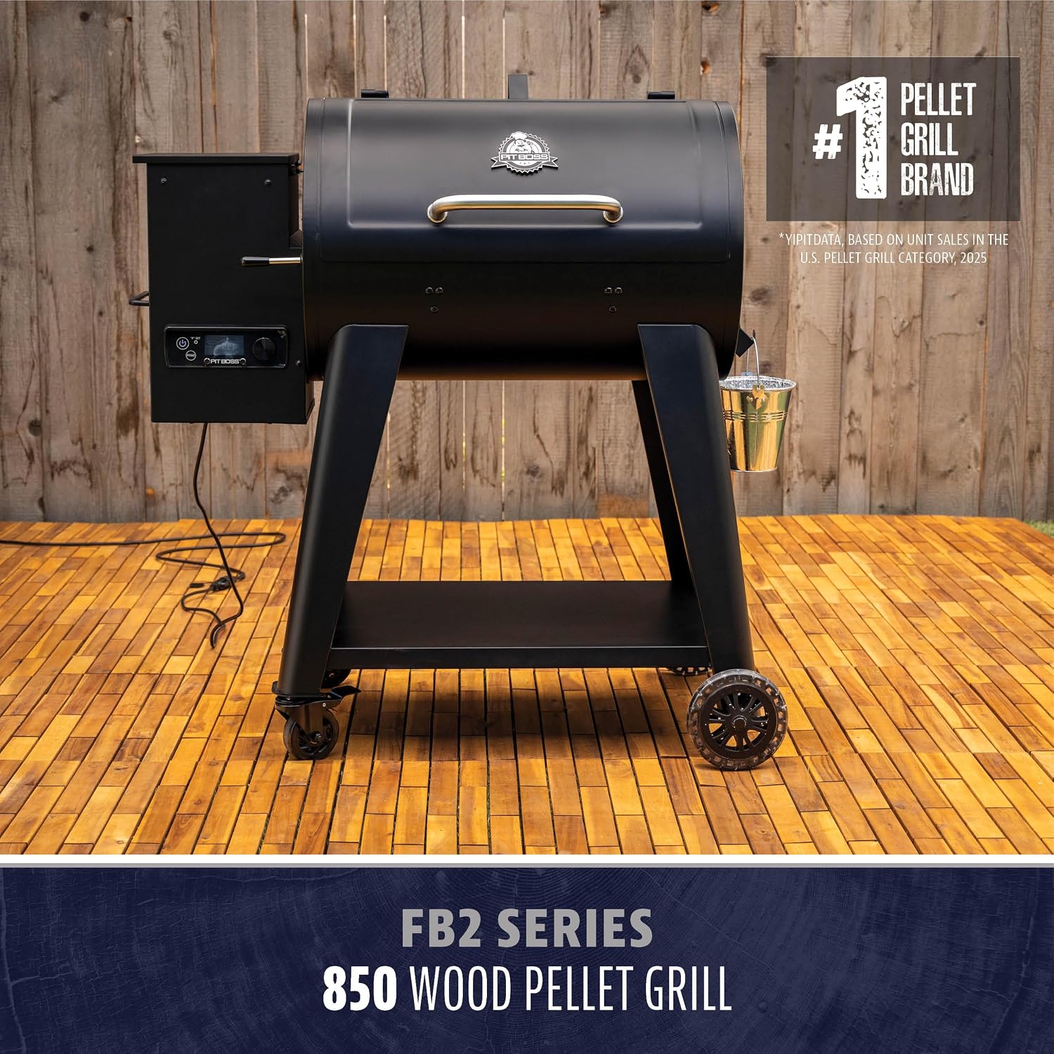 Pit Boss 500 FB2 Series Wood Pellet Grill & Smoker with Flame Broiler and LCD Digital Controller, 518-Sq. In. Cooking Space, 180°F to 500°F Temperature Range, Meat Probe, 5 lb. Pellet Hopper, Black