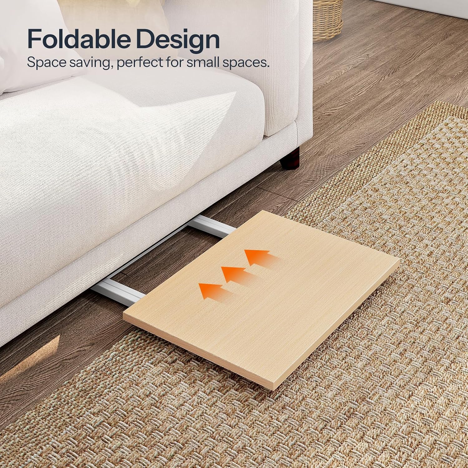 HOOBRO Folding TV Tray Tables, Set of 2 Side Table for Small Space, Industrial Snack Tables for Eating at Couch, Stable Metal Frame, Easy Assembly
