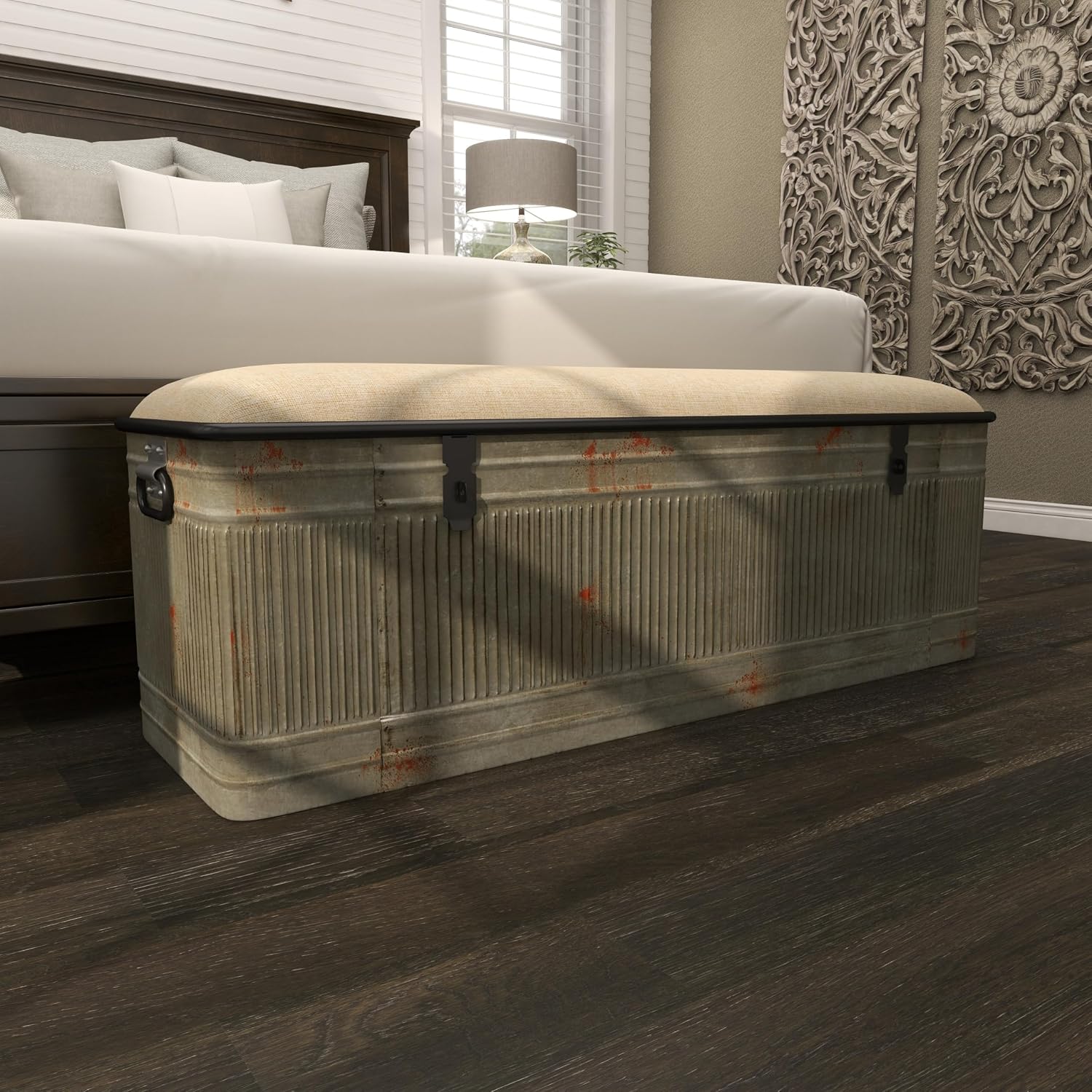 Deco 79 Metal Storage Bench, Entryway Bench, 50" x 16" x 18", Gray | Room decor, galvanized entryway bench with storage