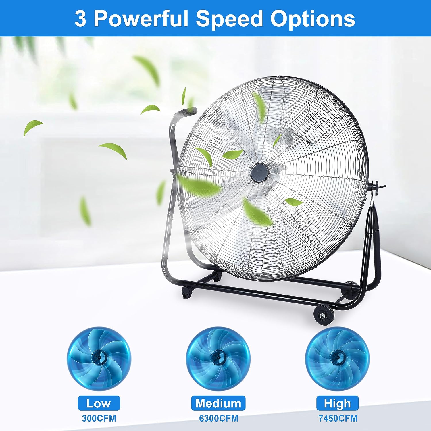 Simple Deluxe 20 Inch 3-Speed High Velocity Heavy Duty Metal Industrial Floor Fans Quiet for Home, Commercial, Residential, and Greenhouse Use